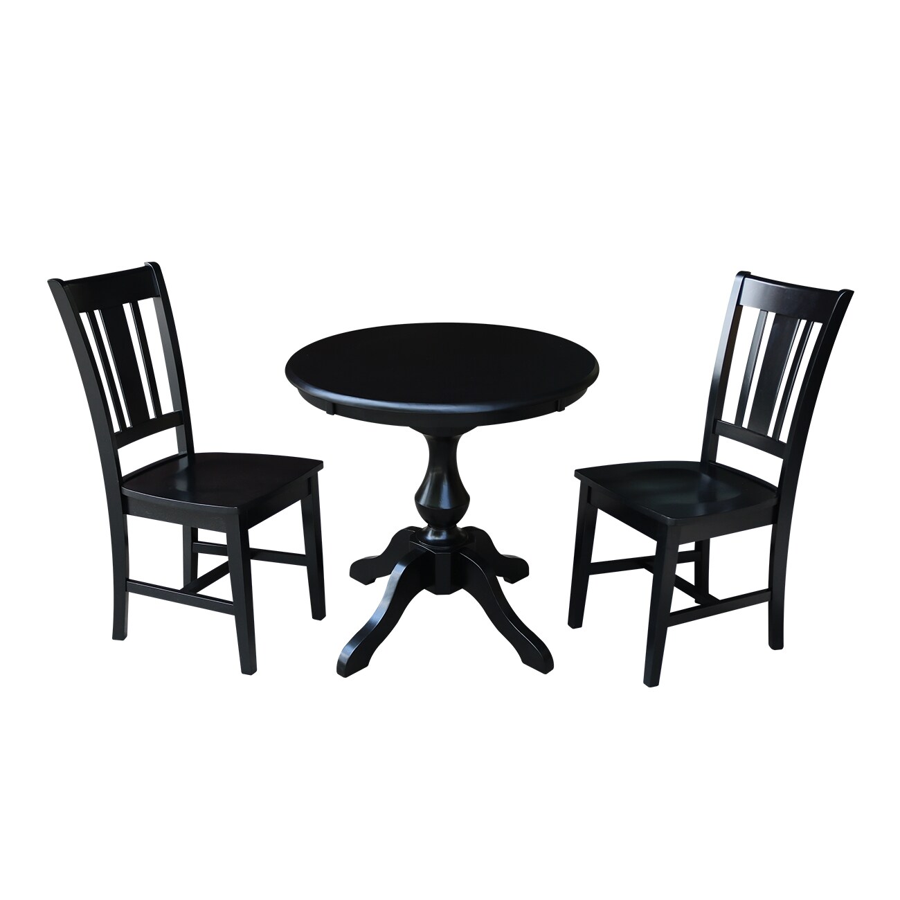 International Concepts K46-30RT-11B-C10-2 Black Casual Dining Room Set with Round Table ( Seats 3 )