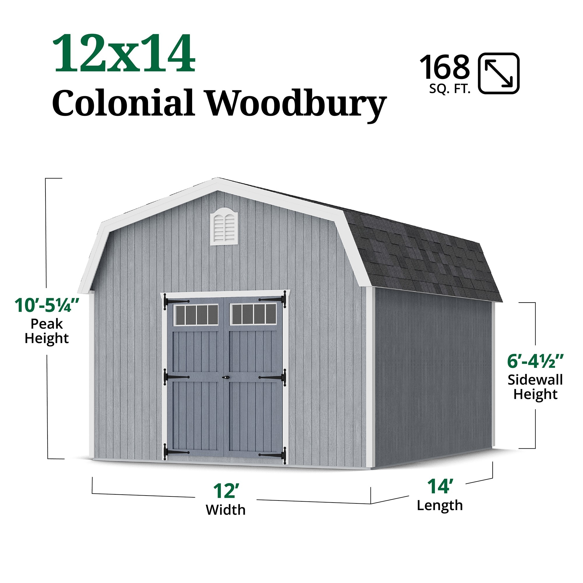 Little Cottage Co 12X14 WBCGS-PC-FK Wood-Storage-Buildings - View #3