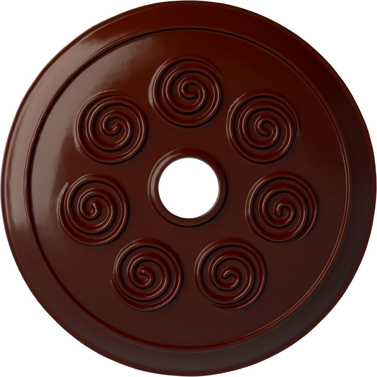 Ekena Millwork CM25SPBMF Spiral 25.25-in W x 25.25-in L Painted Brushed Mahogany Polyurethane Whole Ceiling Medallion