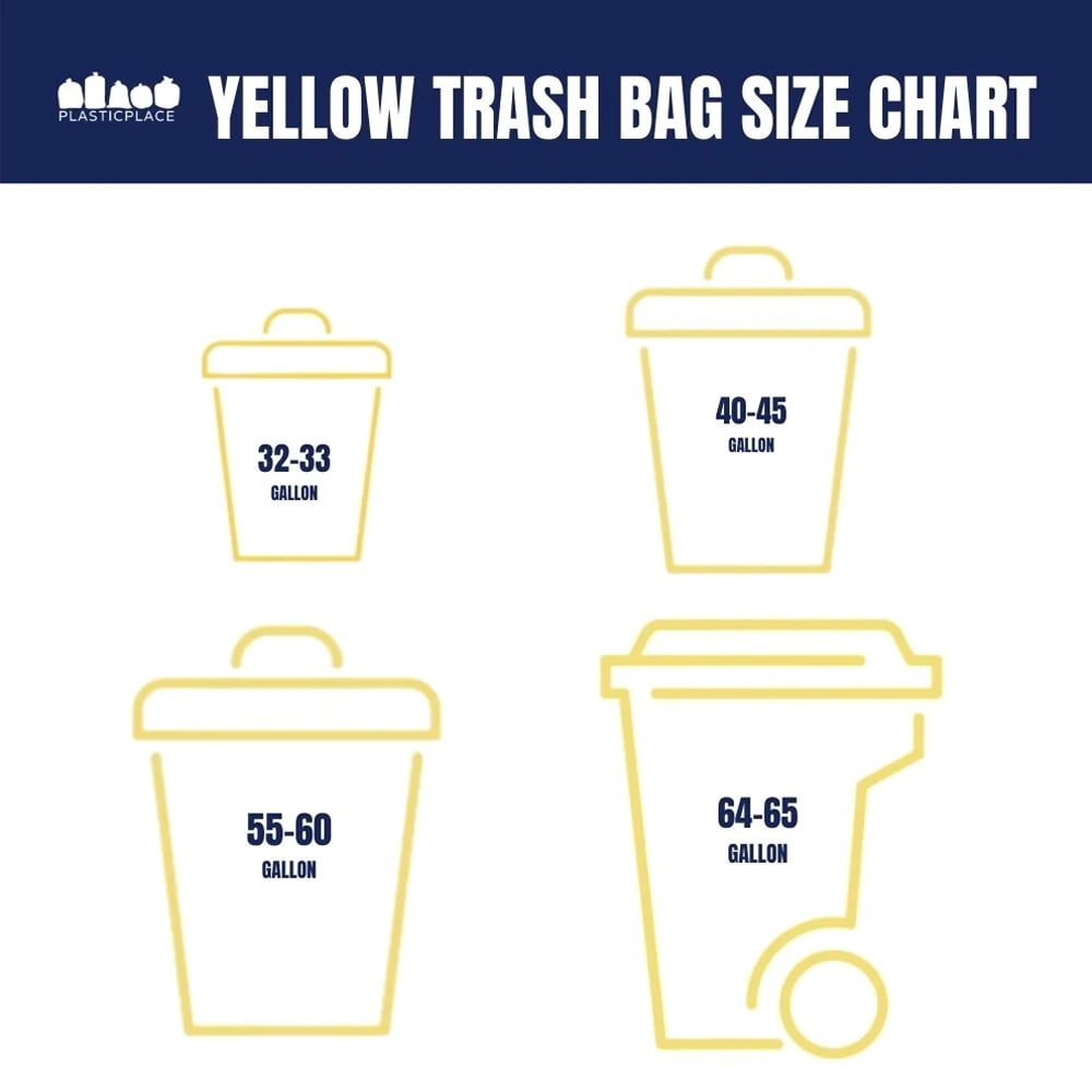 64-65 Gallon Trash Bags for Toter, (Huge 50 Bags W/Ties) 60 Gallon Trash