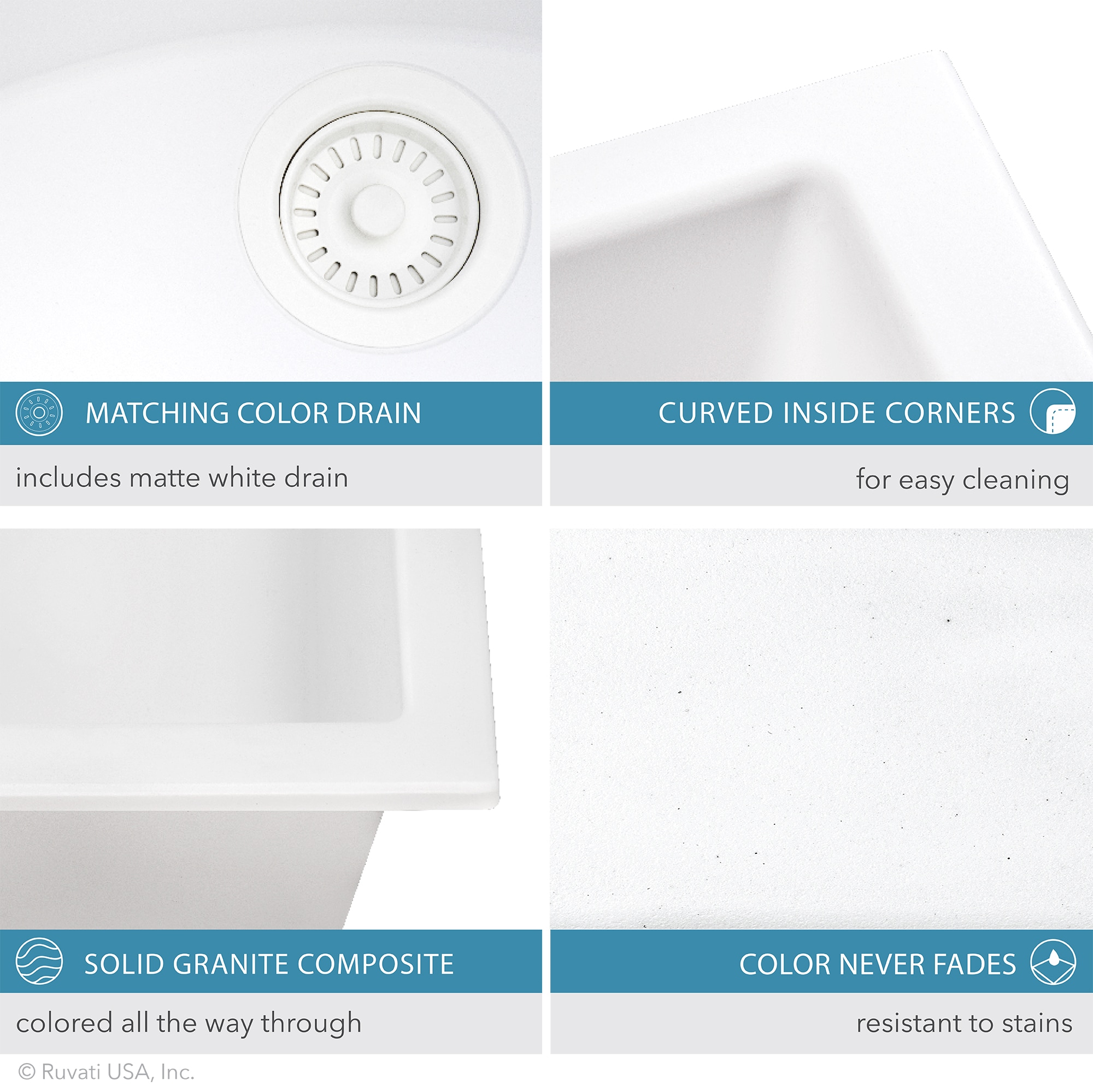 Ruvati RVG2388WH Kitchen-Sinks - View #5