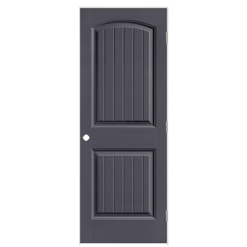 Masonite 1443821 30-in x 80-in Slate Solid core 2-panel round top plank Left hand Smooth Prefinished Molded composite Flat Jamb Single Prehung Interior Door