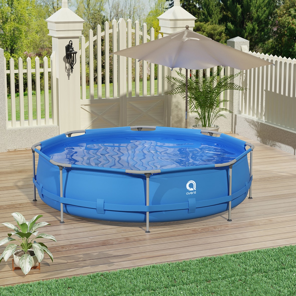 10FT ROUND FAMILY SWIMMING POOL NEW PADDLING OUTDOOR FUN BLUE GARDEN 