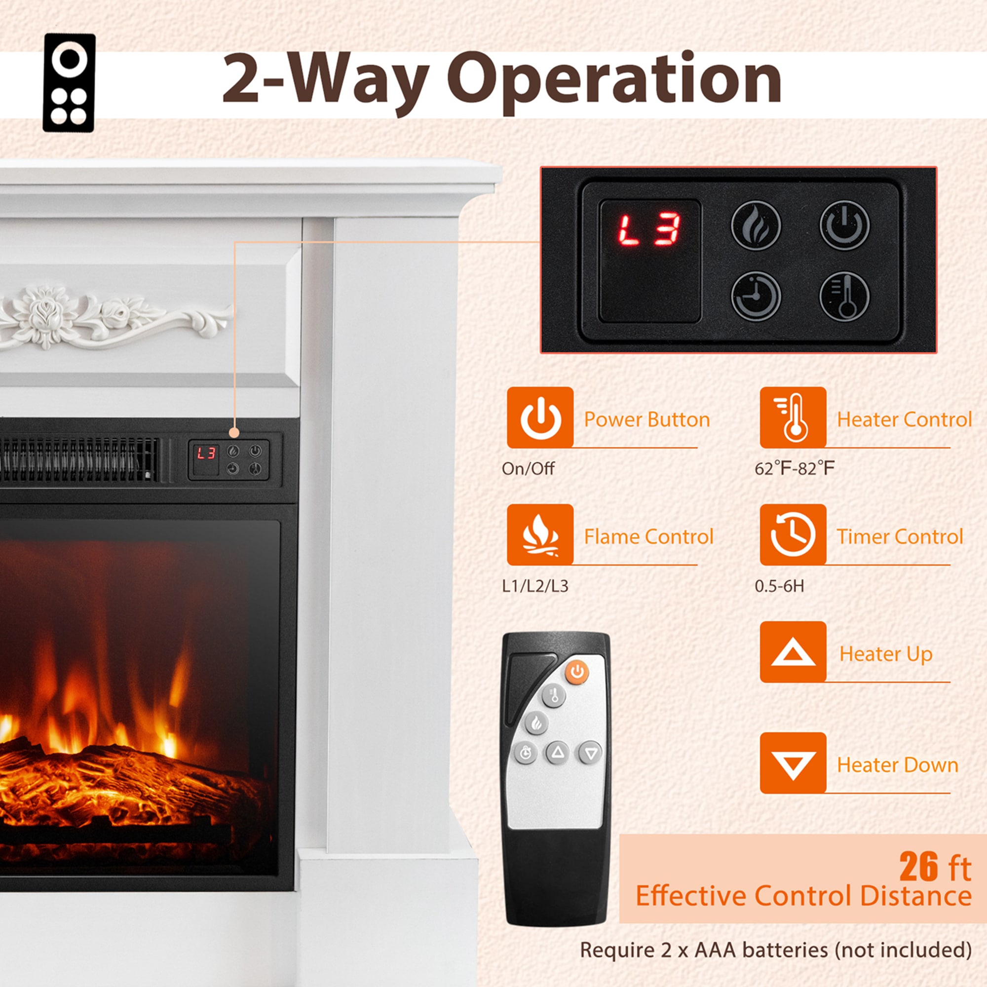 Goplus FP10103US-WH Electric-Fireplaces - View #3