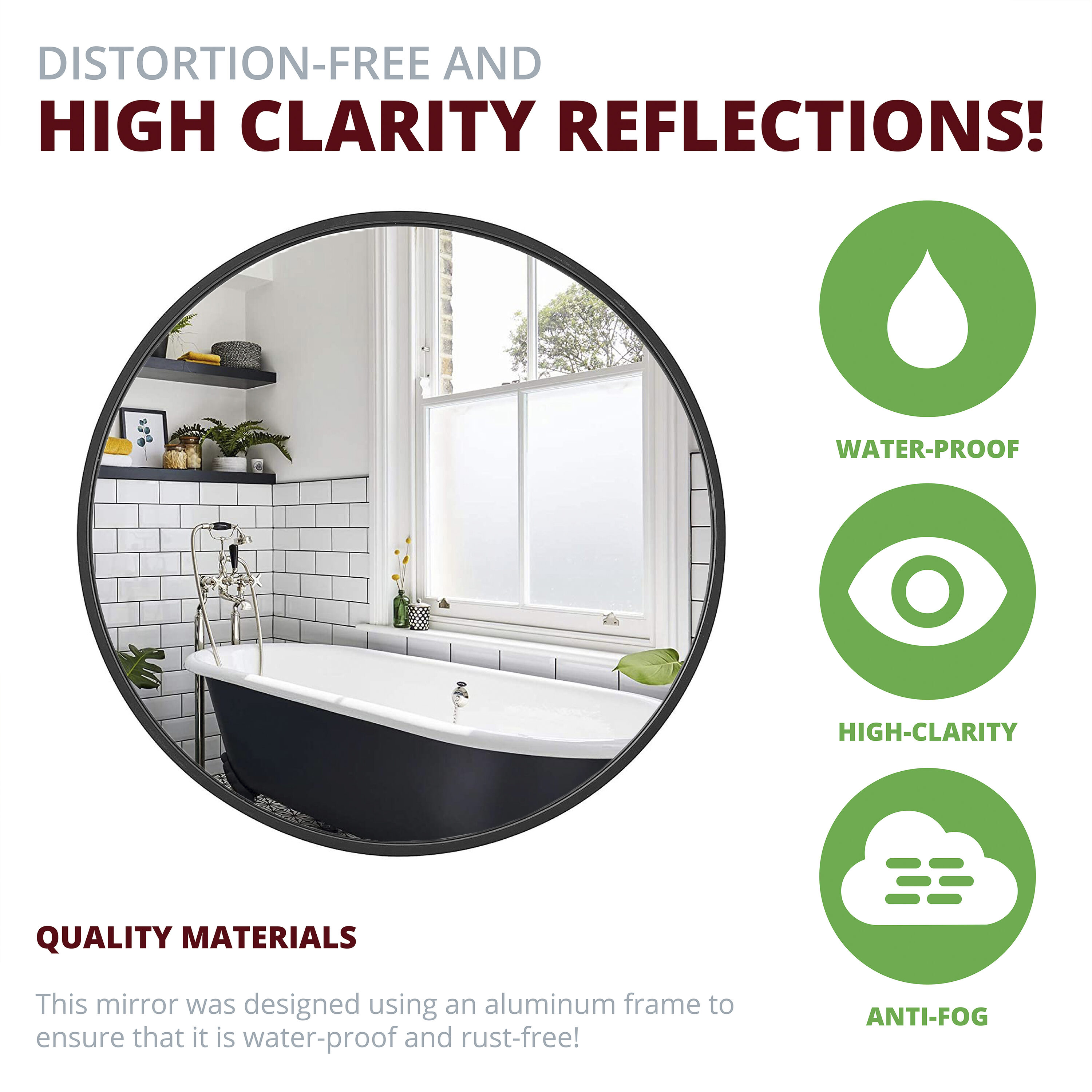 Kinger Home 35" Round Gold Aluminum Wall Mirror