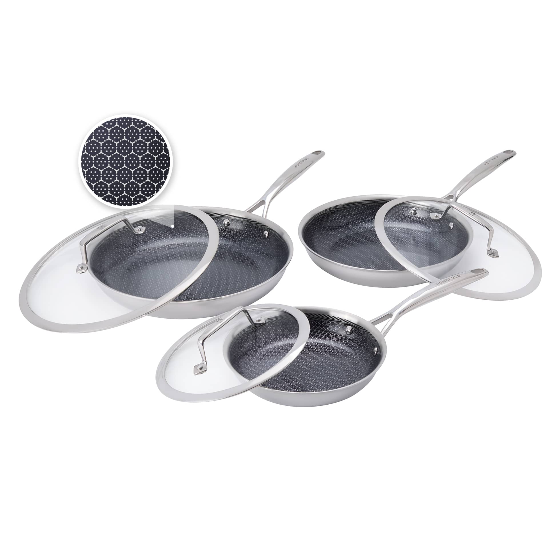 Henckels  Paradigm Ceramic 6pc Stainless Steel Dual Performance Fry Pan Set