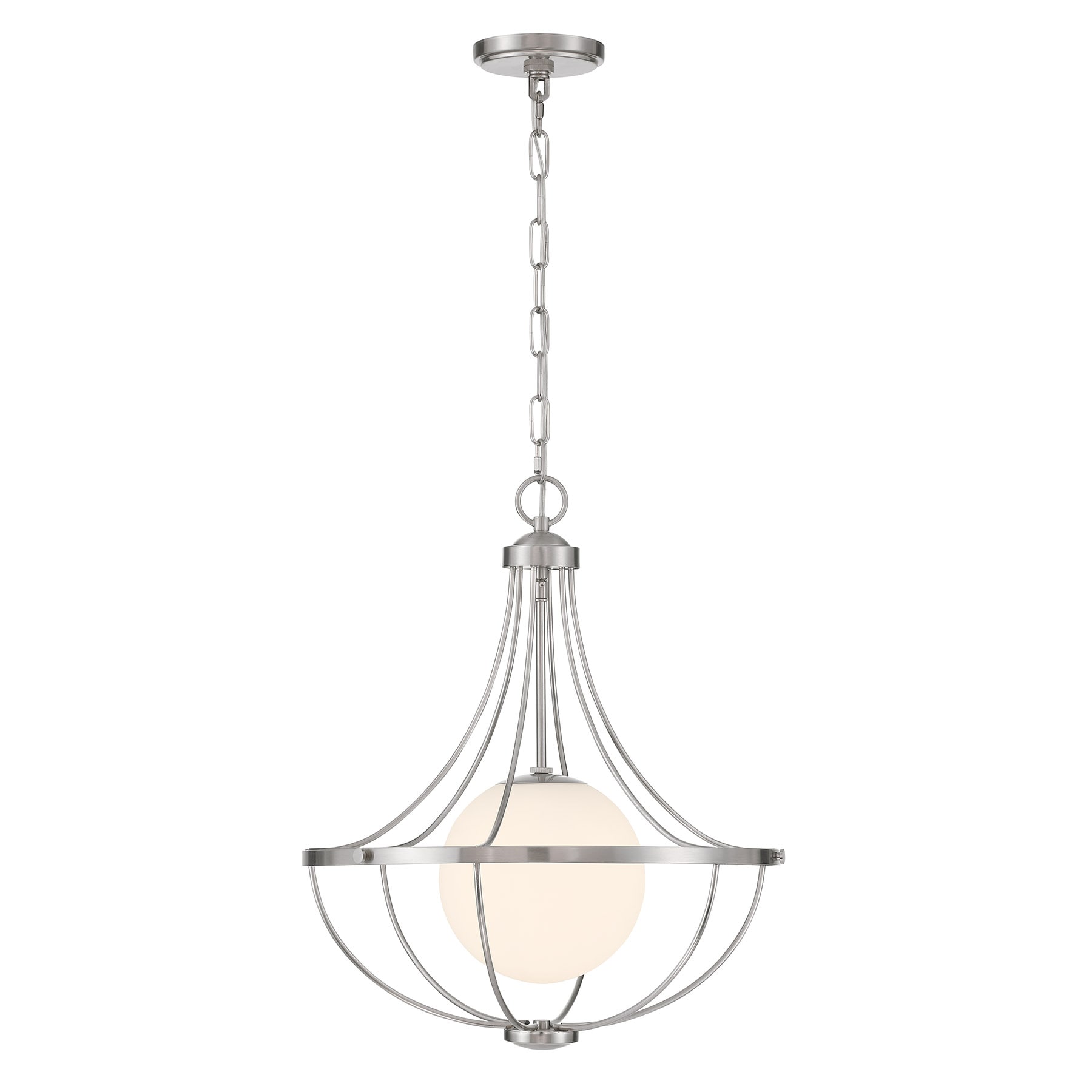 Meridian Lite Trends M7047BN Meridian Brushed Nickel Modern/contemporary Opal glass Geometric Medium Hanging Pendant light