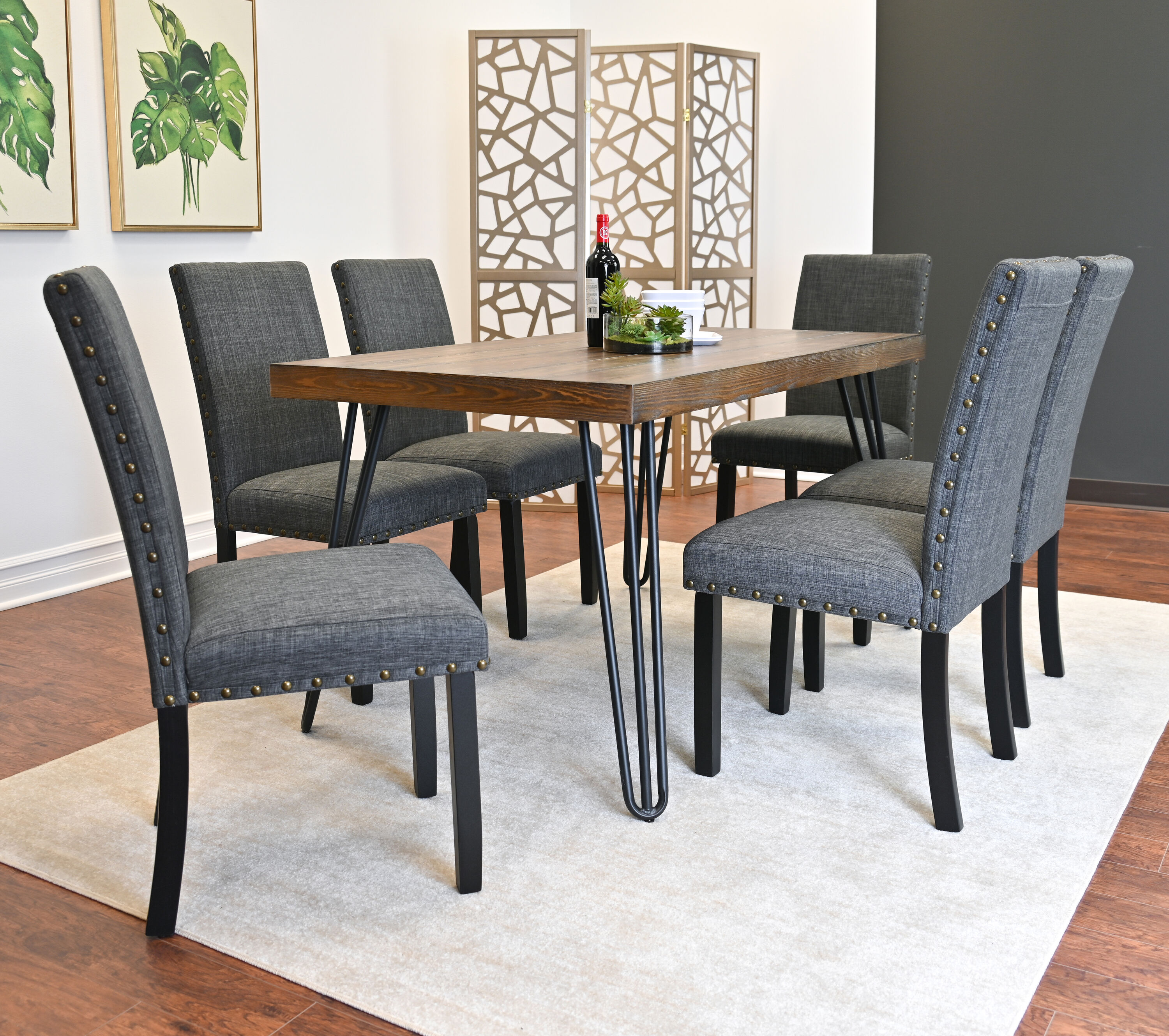 Siavonce XH00127 Brown Contemporary/Modern Dining Room Set with Rectangular Table ( Seats 6 )