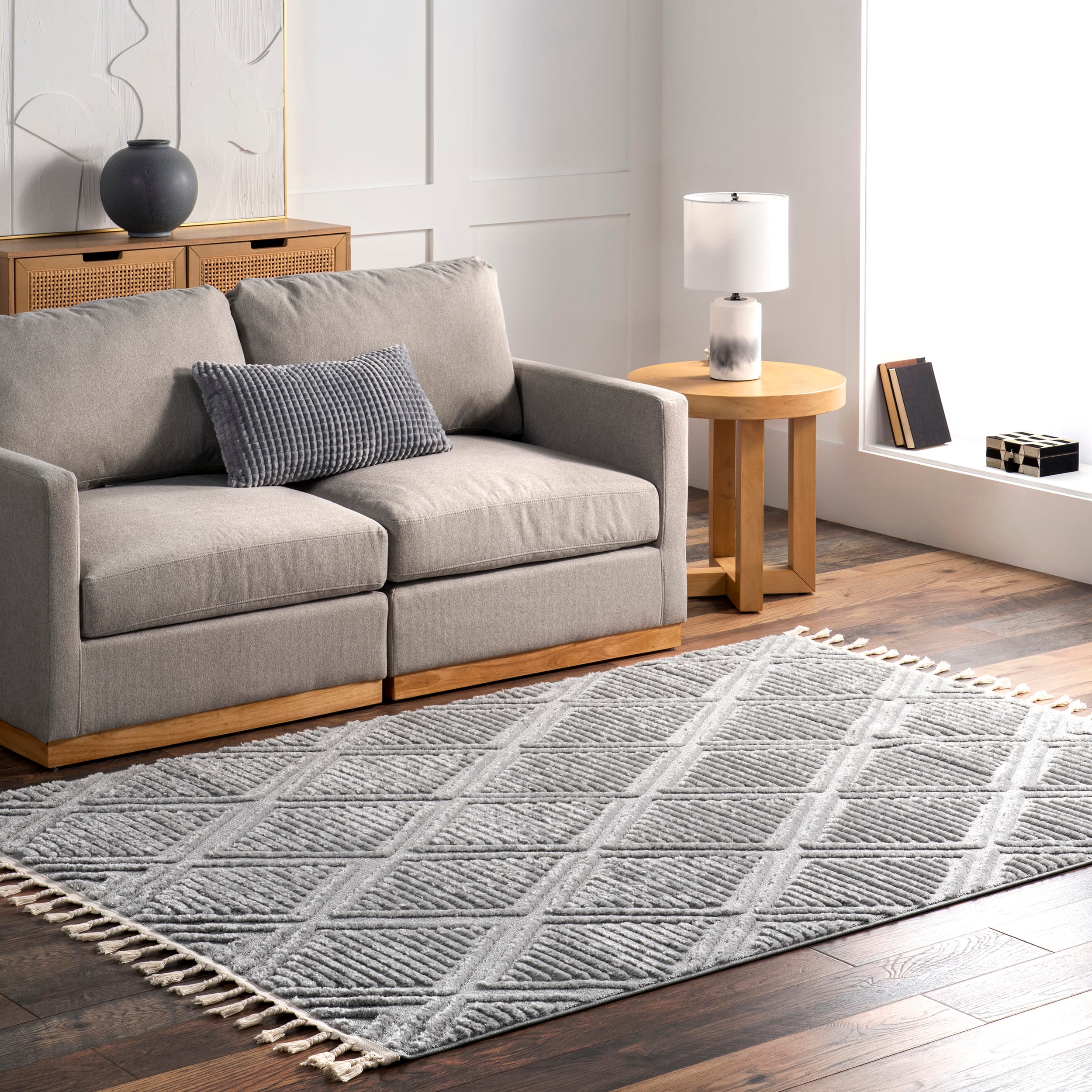 nuLOOM OZNN06B-406 Aelinn 4 x 6 (ft) Loomed Polypropylene Light Gray Rectangular Indoor Geometric Area rug