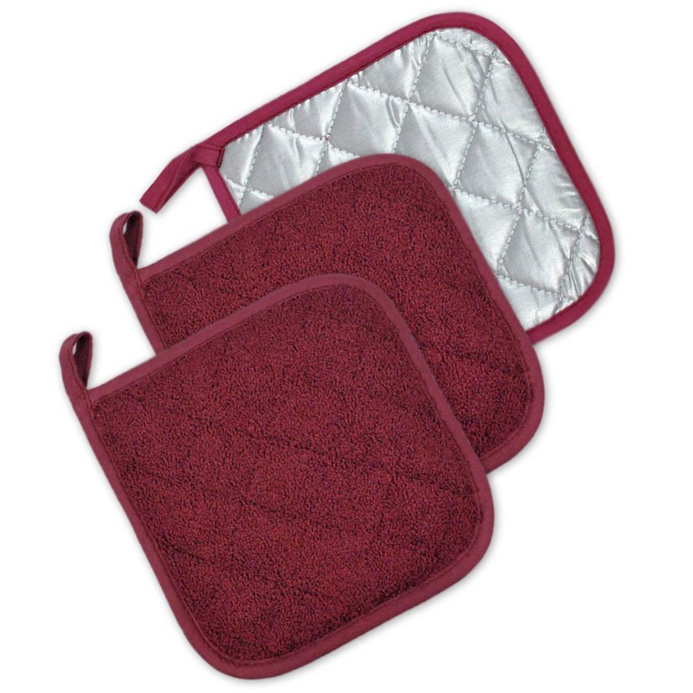 DII Red Terry Potholder (Set of 3) - Heat Resistant Cloth Pot