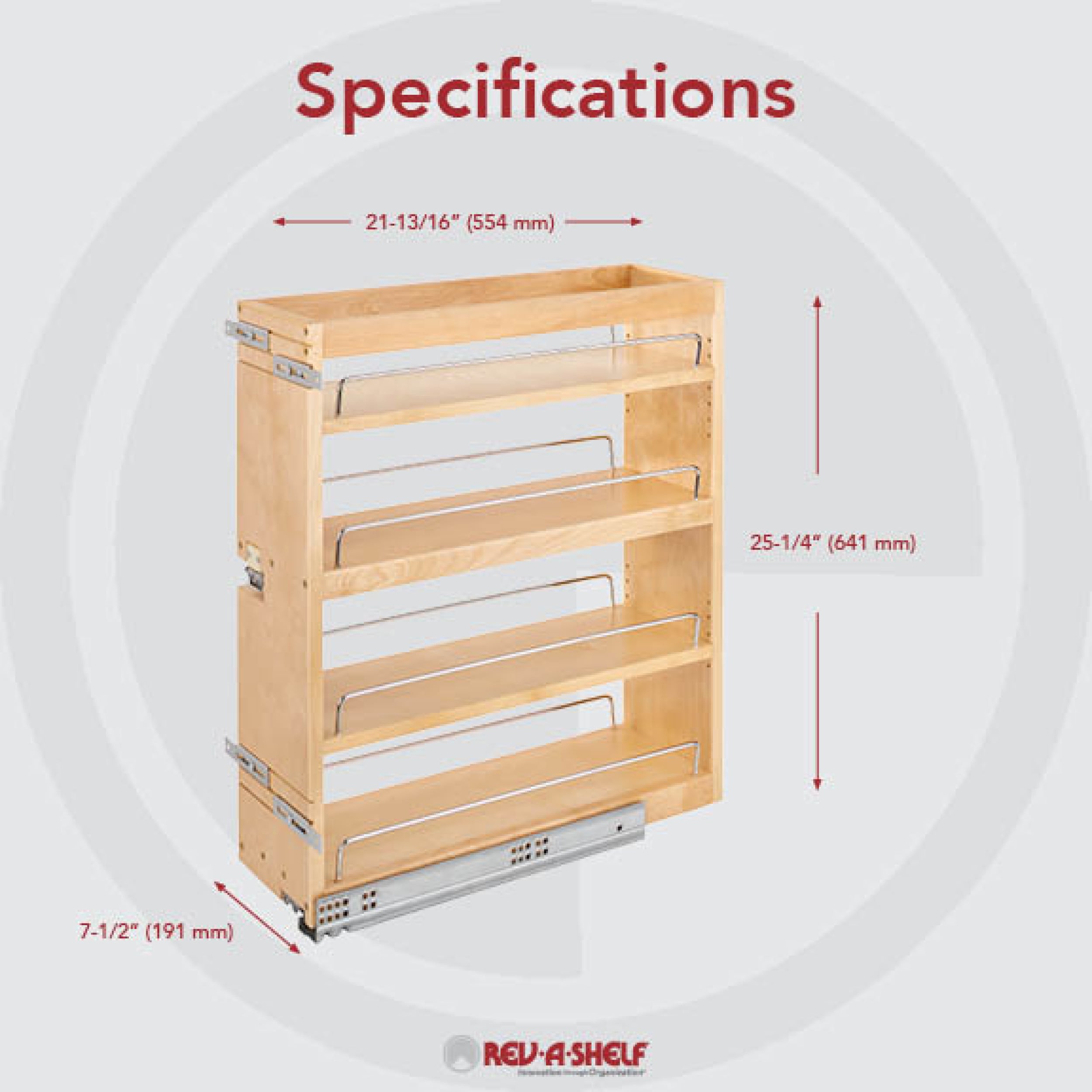 Rev-A-Shelf 27.56-in W x 6.5-in H 1-Tier Cabinet-mount Wood Soft Close Under -sink Organizer in the Cabinet Organizers department at