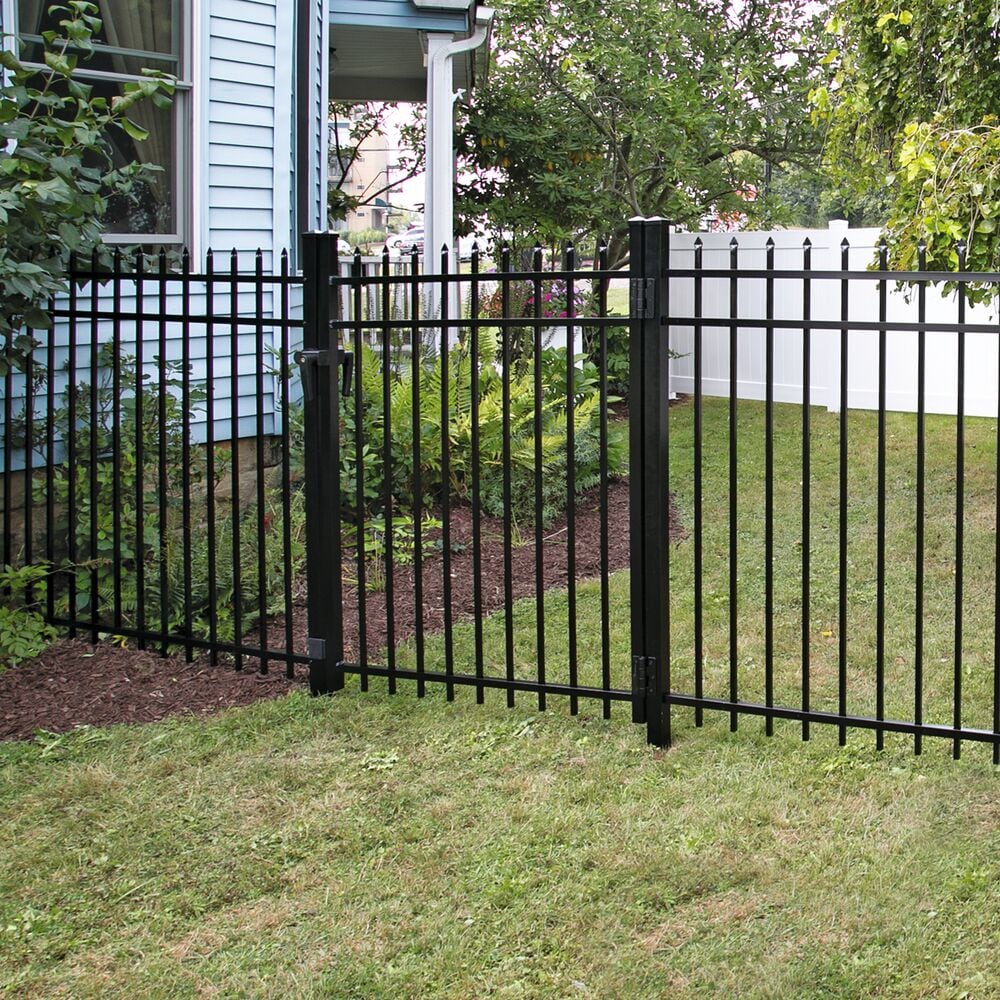 Freedom Providence 5-ft H x 6-ft W Black Aluminum Spaced Picket Flat ...