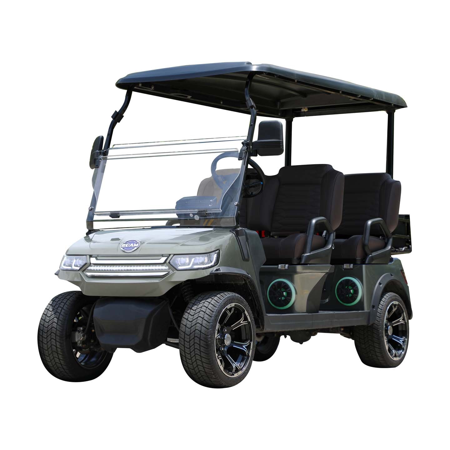 Roam VEN4LOW-GRN Venture Low 4 Passenger Electric Golf Cart with Lithium Battery, Max Speed 19 MPH