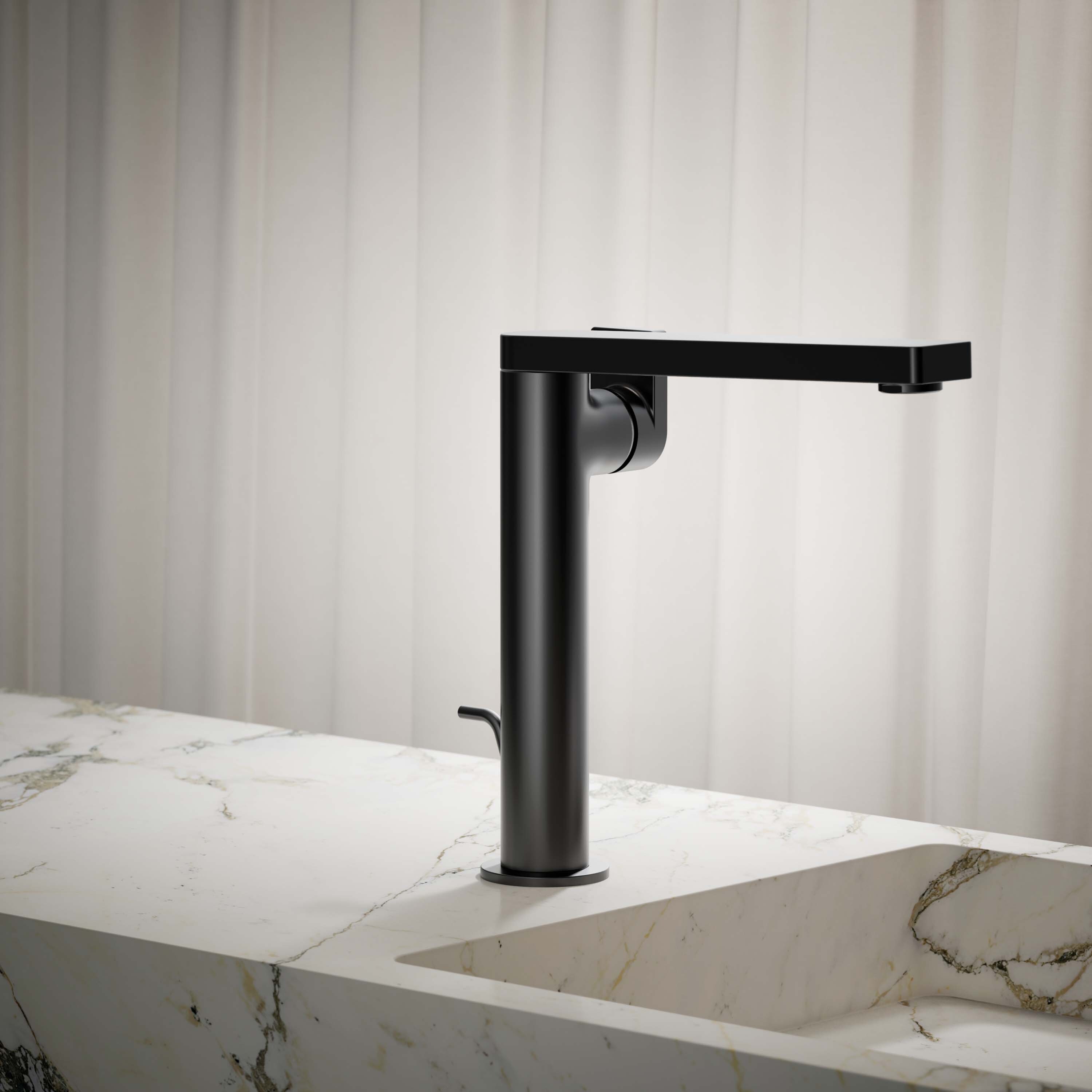 KOHLER K-73168-4-BL Composed Matte Black 1-handle Low-arc Commercial/Residential Handle with Drain
