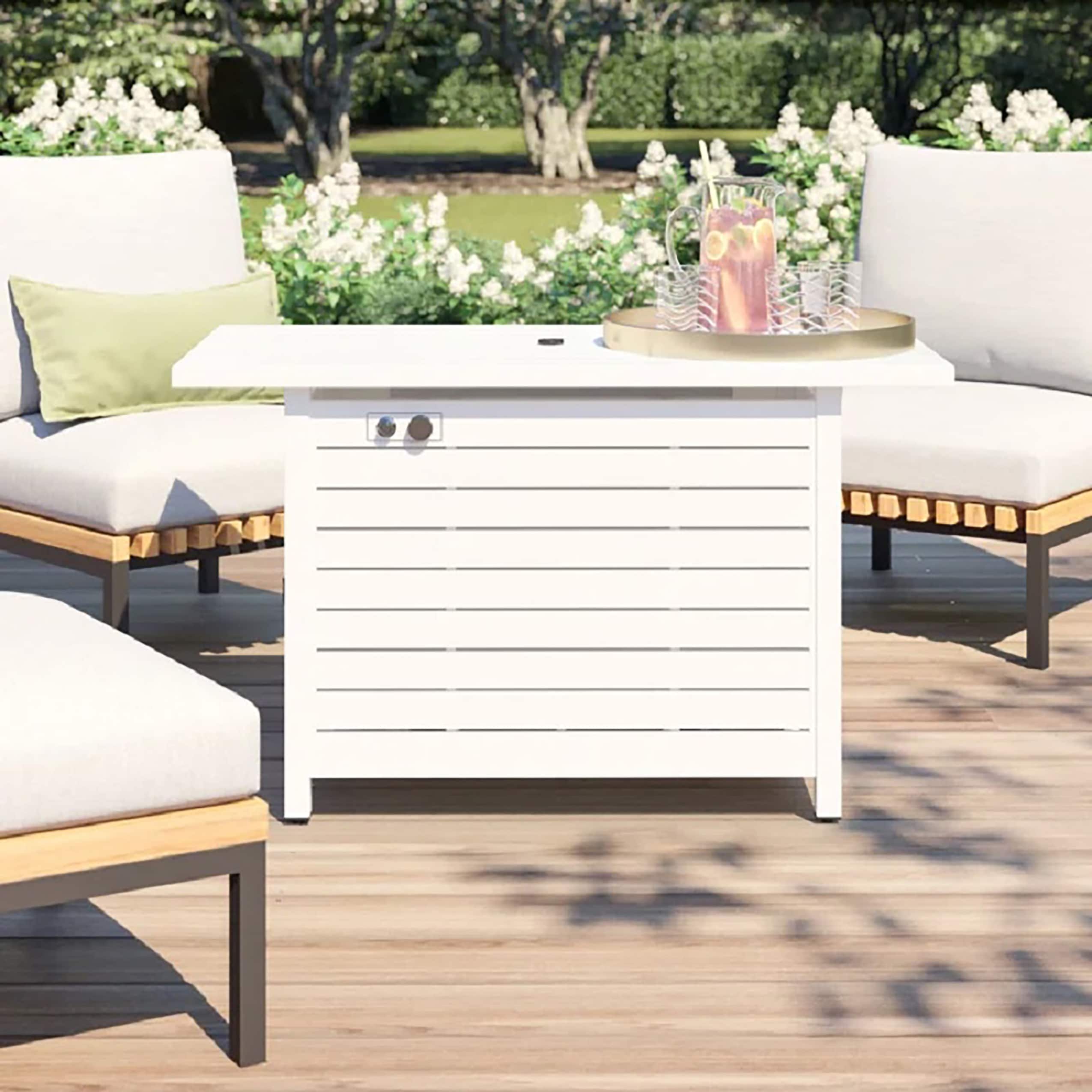 Living Source International CM-9012 Fire Pit Rectangle Outdoor Balcony Table 42-in W x 44-in L