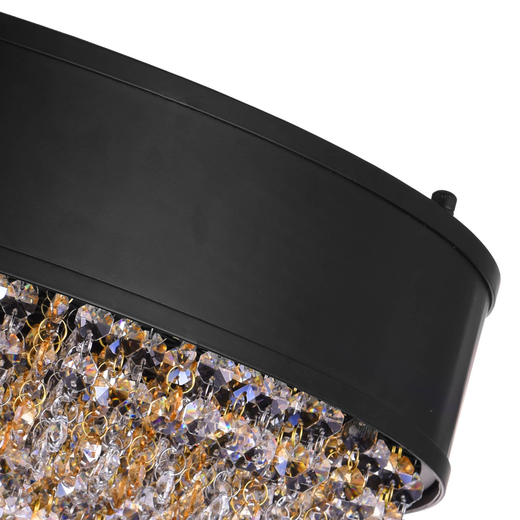 Medina Black Drum Shade Chandelier with Crystal Accents