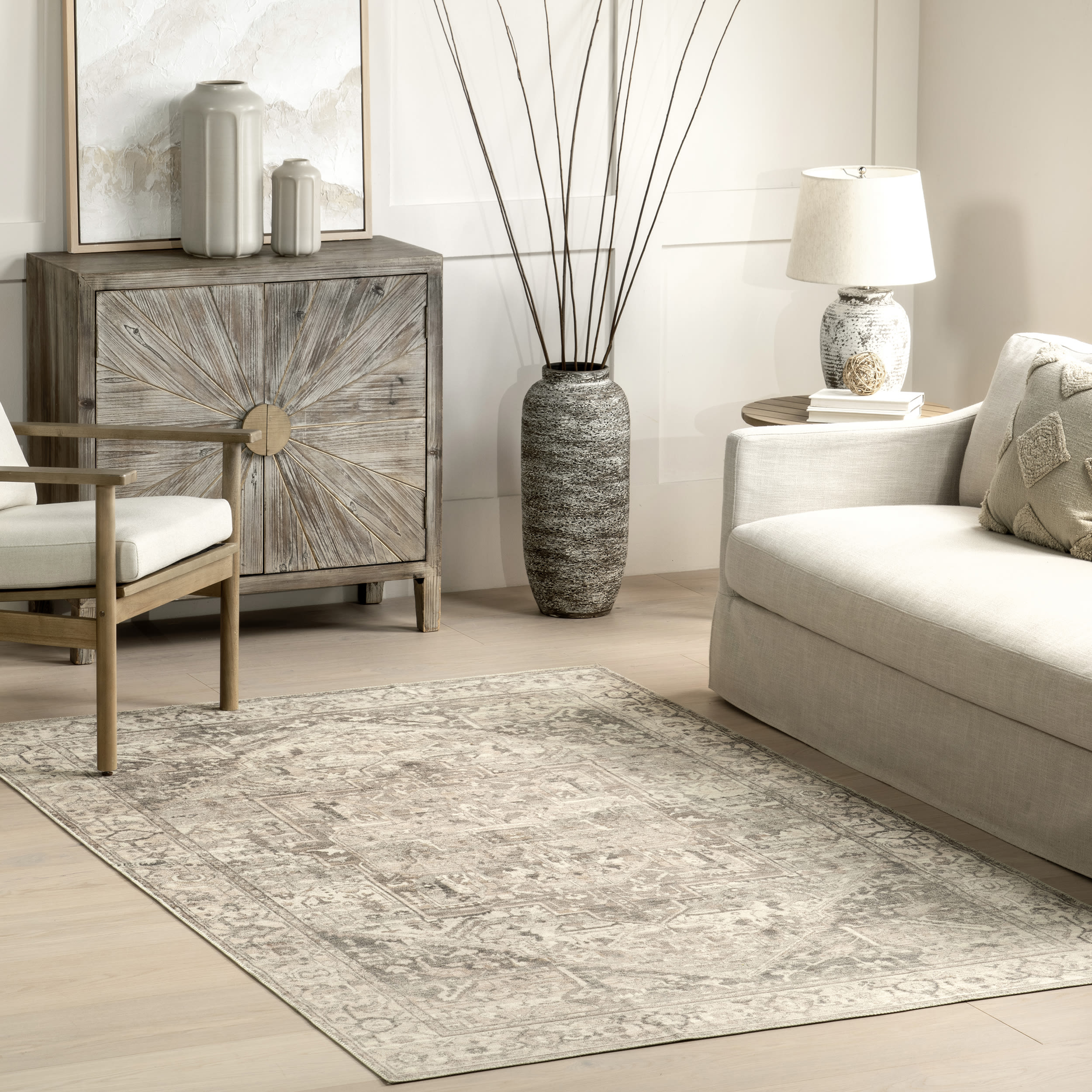 nuLOOM BIRV16A-203 Revel 2 x 3 (ft) Loomed Polyester Gray Rectangular Indoor Medallion Vintage Machine washable Area rug