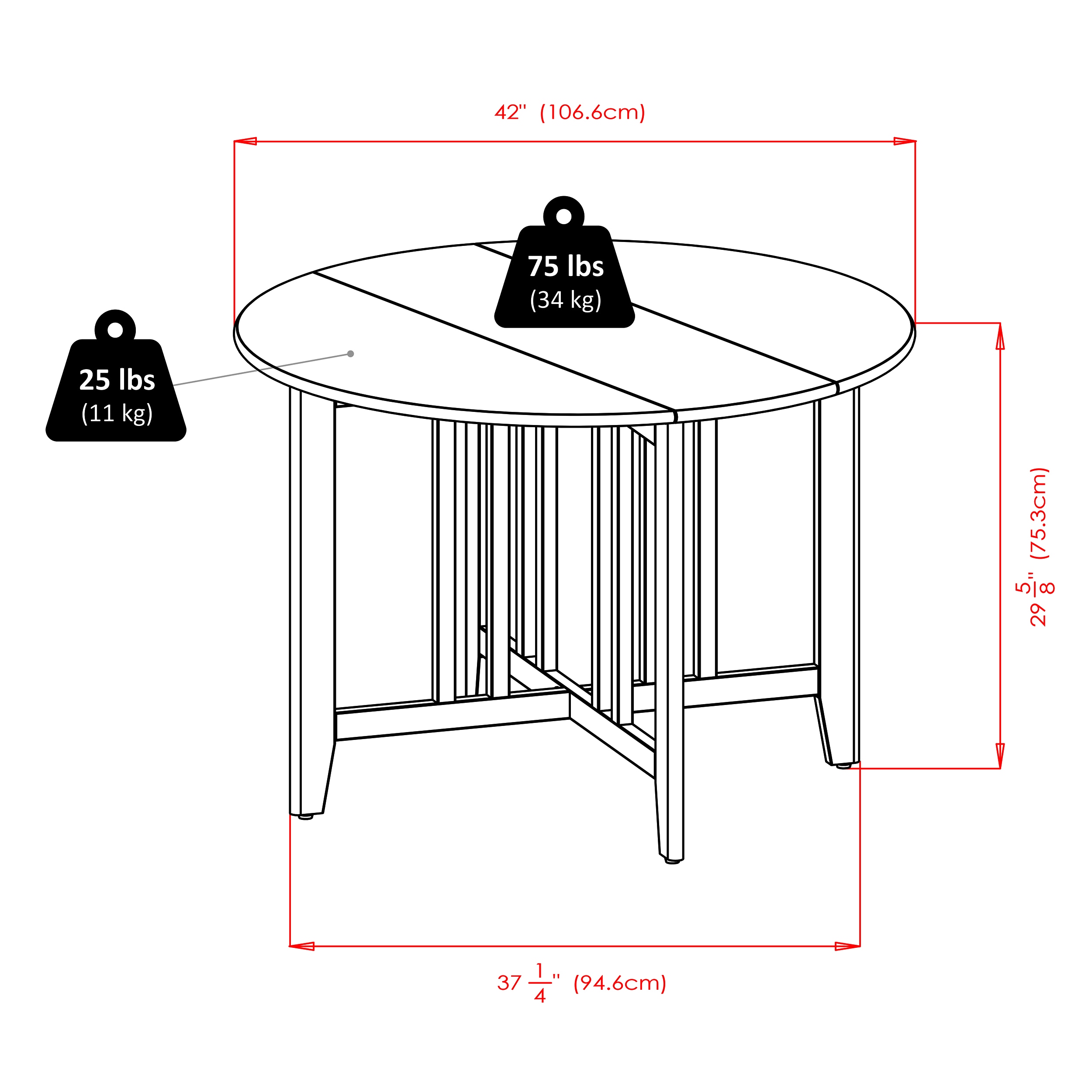 Winsome Wood Alamo Walnut Round Transitional Extending Drop Leaf Dining ...