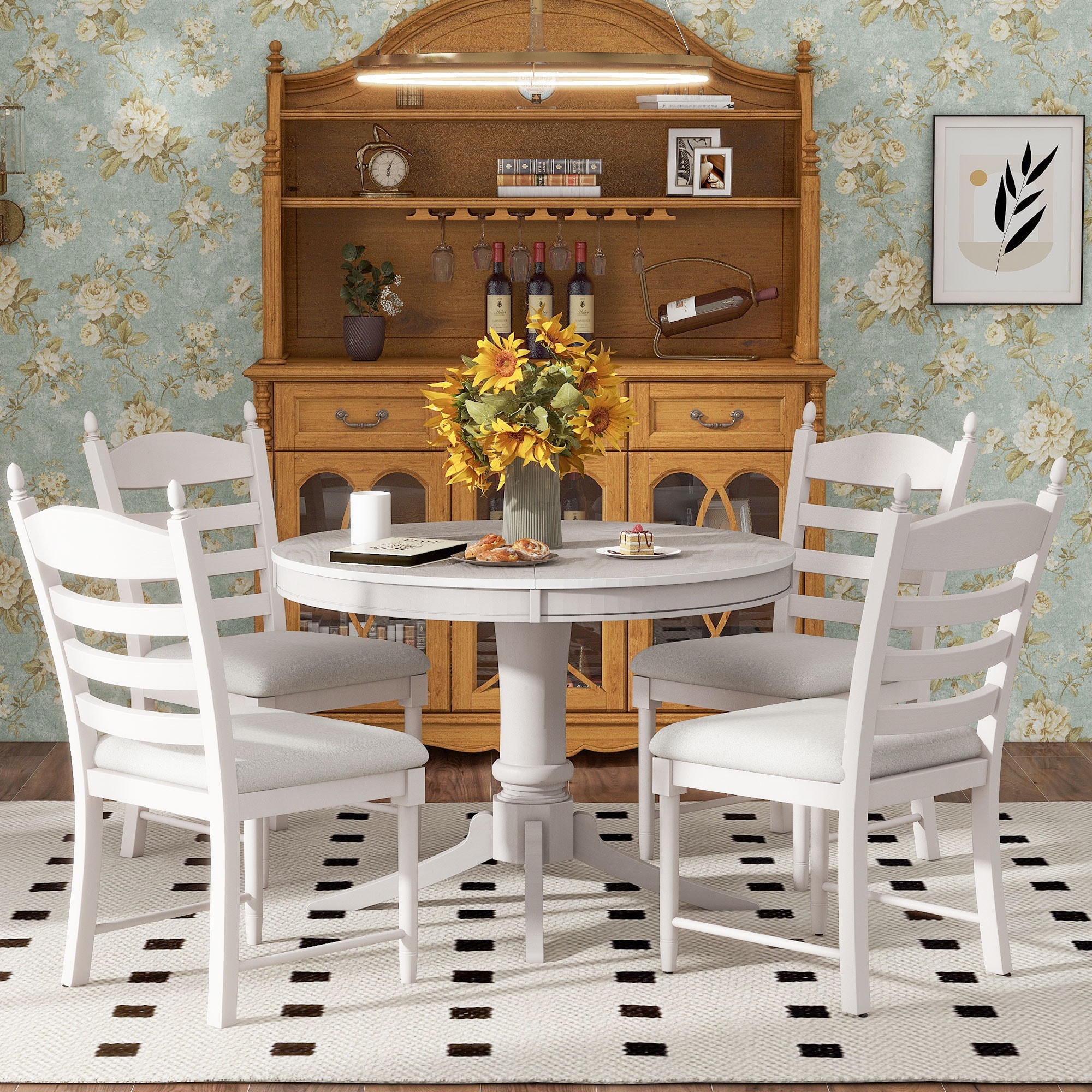 JIMSMAISON JMTRDTS21AW Antique White Traditional Dining Room Set with Oval Table ( Seats 4 )