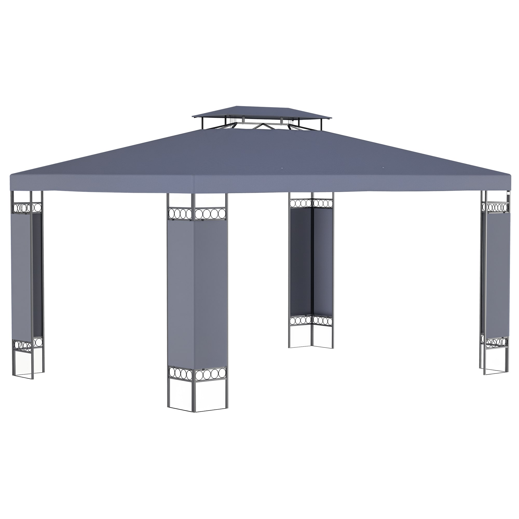 Outsunny 84C-290GY 13' x 10' Patio Gazebo Outdoor Canopy Shelter with Double Vented Roof Steel Frame for Lawn Backyard and Deck Gray