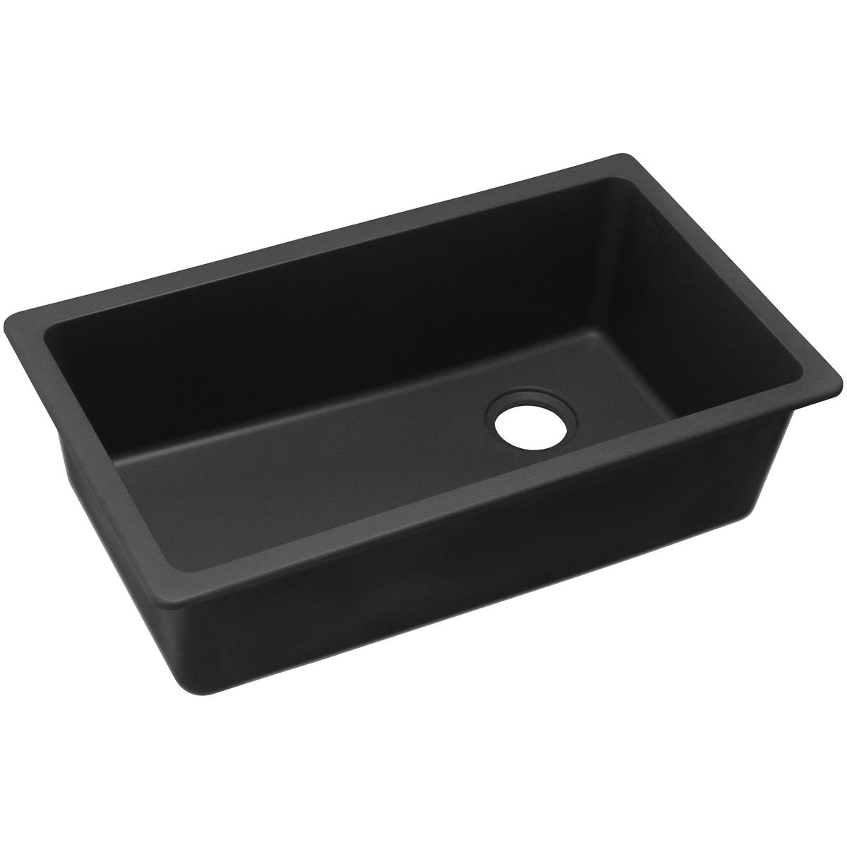 Elkay Undermount 33-in x 18.46-in Black Quartz Single Bowl Kitchen Sink ...