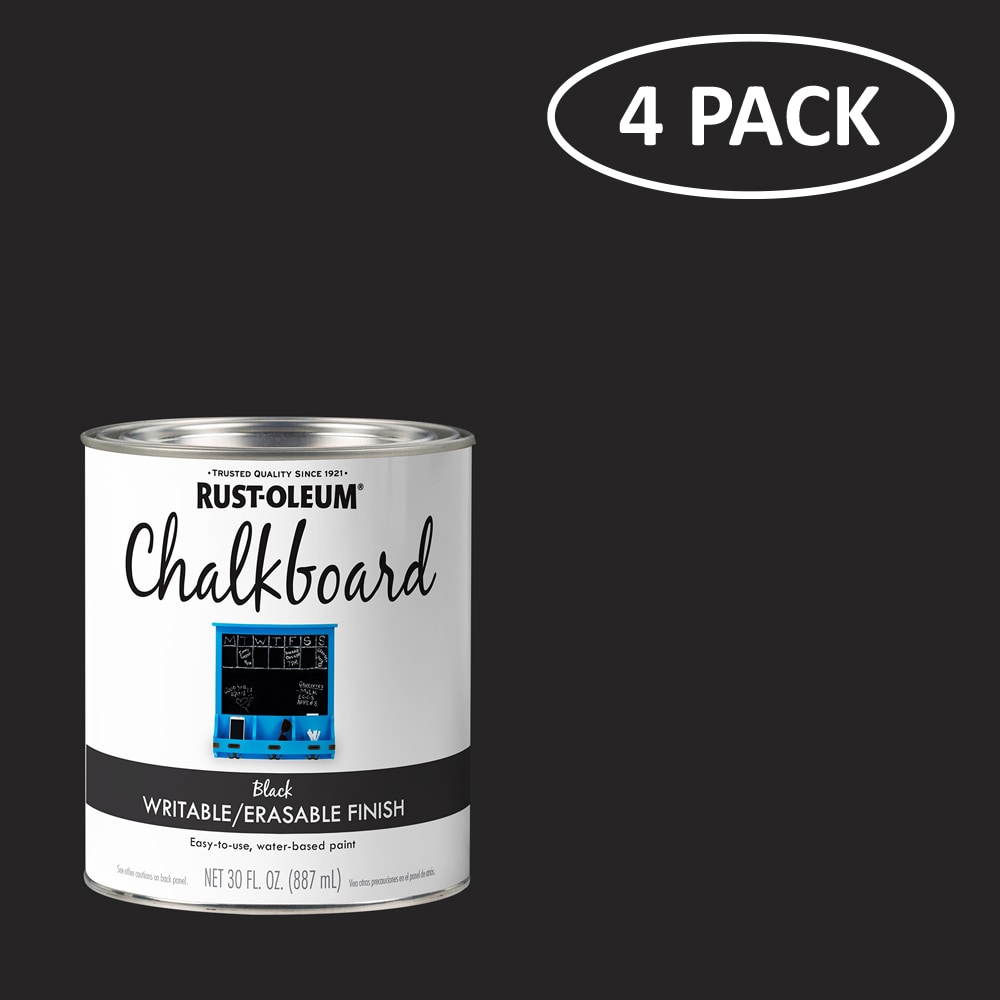 Rust-Oleum 301450SOS Specialty Latex Pre-tinted Low Odor Black Chalkboard Paint (1-quart) 4-Pack