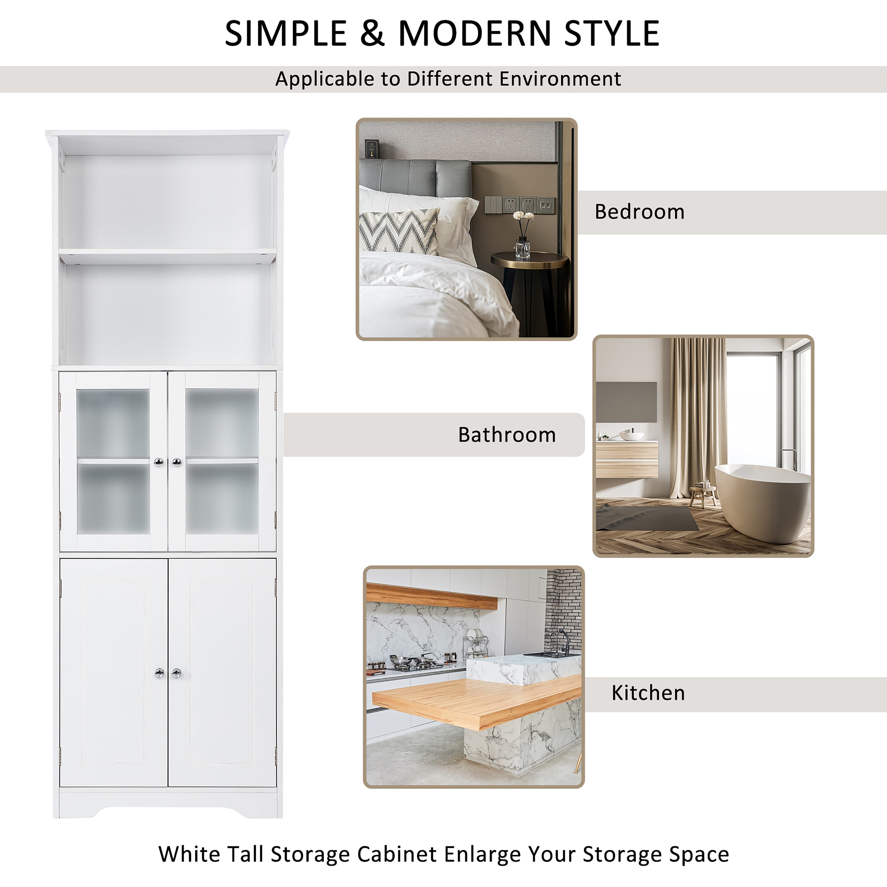 Tall Freestanding Bathroom Storage Cabinet With Drawers And Adjustable  Dividers, White - ModernLuxe