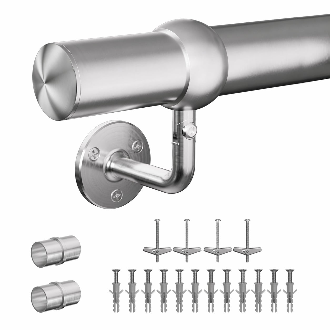 Aoibox - 12 ft Wall Mounted Stair Handrail Kit 304 Stainless Steel 1 11 16 in Pipe Heavy Duty In...