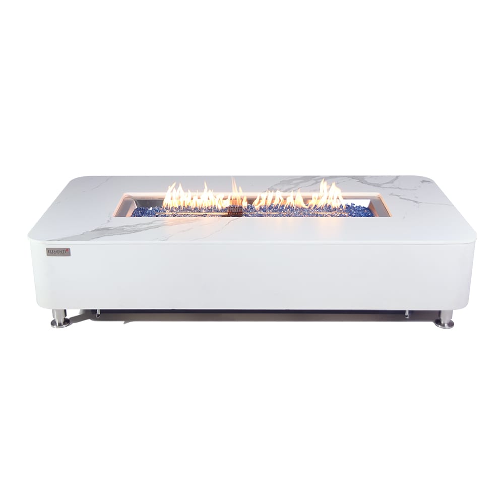Elementi OFP102BW-LP-1 62-in W Bianco White Glass fiber reinforced concrete Rectangle Liquid propane Fire pit