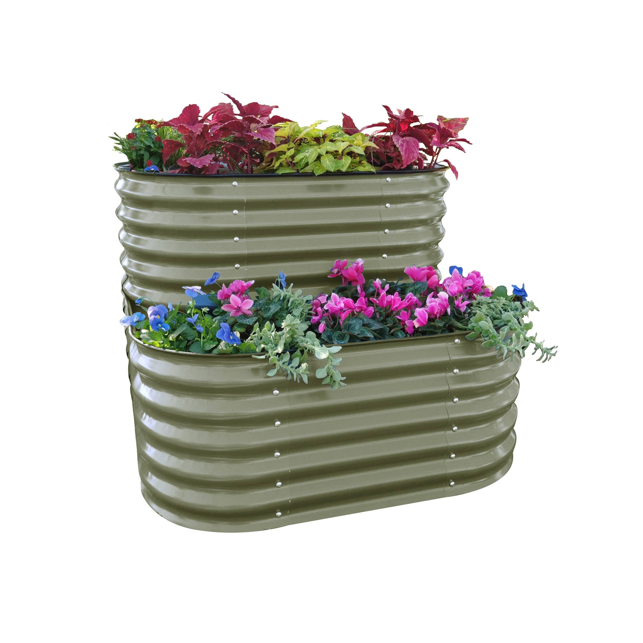 Vego Garden VBCA3535G 26-cu ft 42-in W x 42-in L x 32-in H Olive Green Galvanized Metal Raised Garden Bed