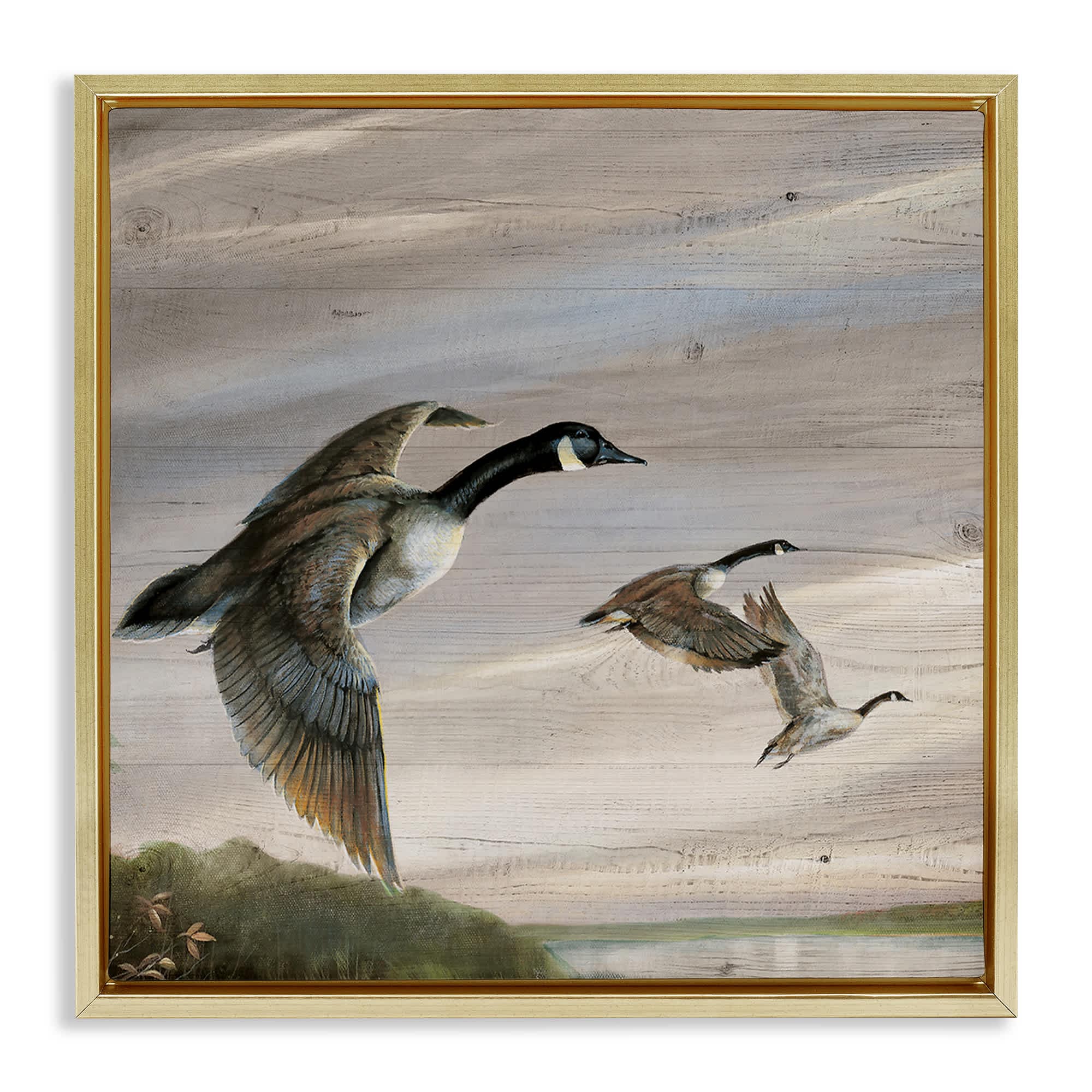Stupell Industries BS-214-FFG-24X24 Flying Geese over Rustic Floating Frame design by Ruane Manning