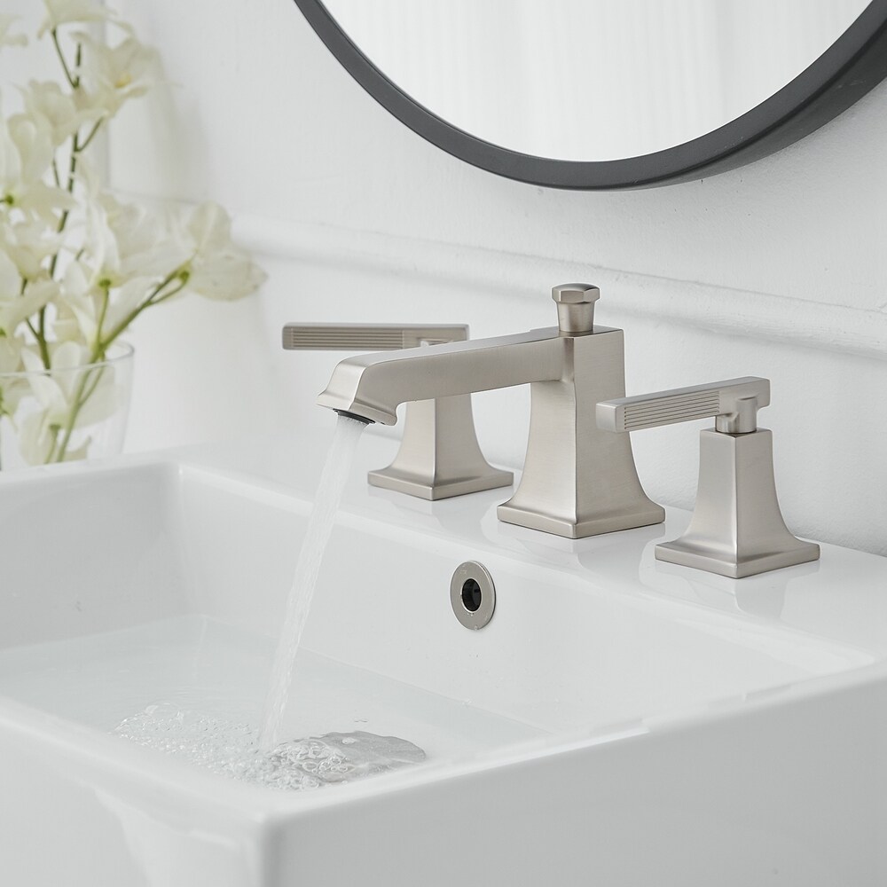 Brushed Nickel Widespread 2-Handle Bathroom Faucet with Drain Assembly