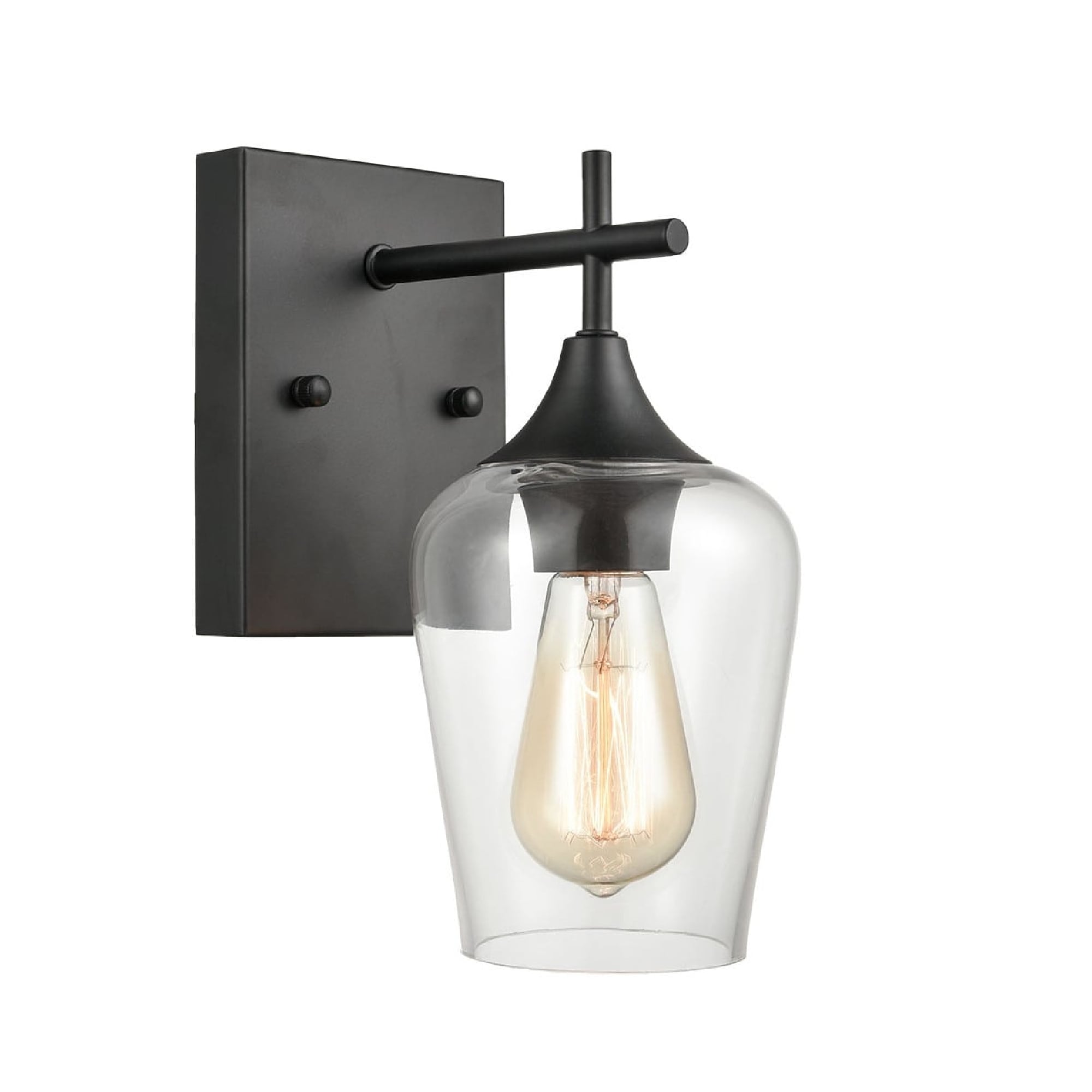 Matte Black Clear Glass Industrial Wall Sconce
