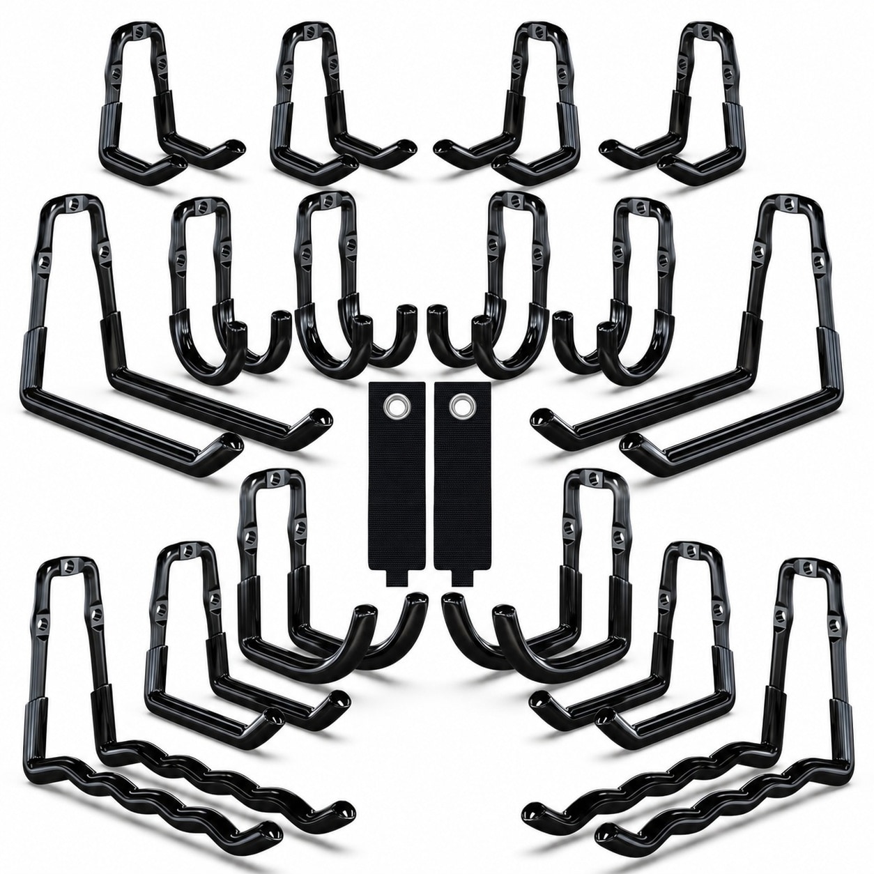 UUDULY  Garage Wall Hooks 18 pack Heavy Duty Tool Organizer Storage Hooks for Ladders Bikes Garden Tools Shed Workshop Basement Easy Install