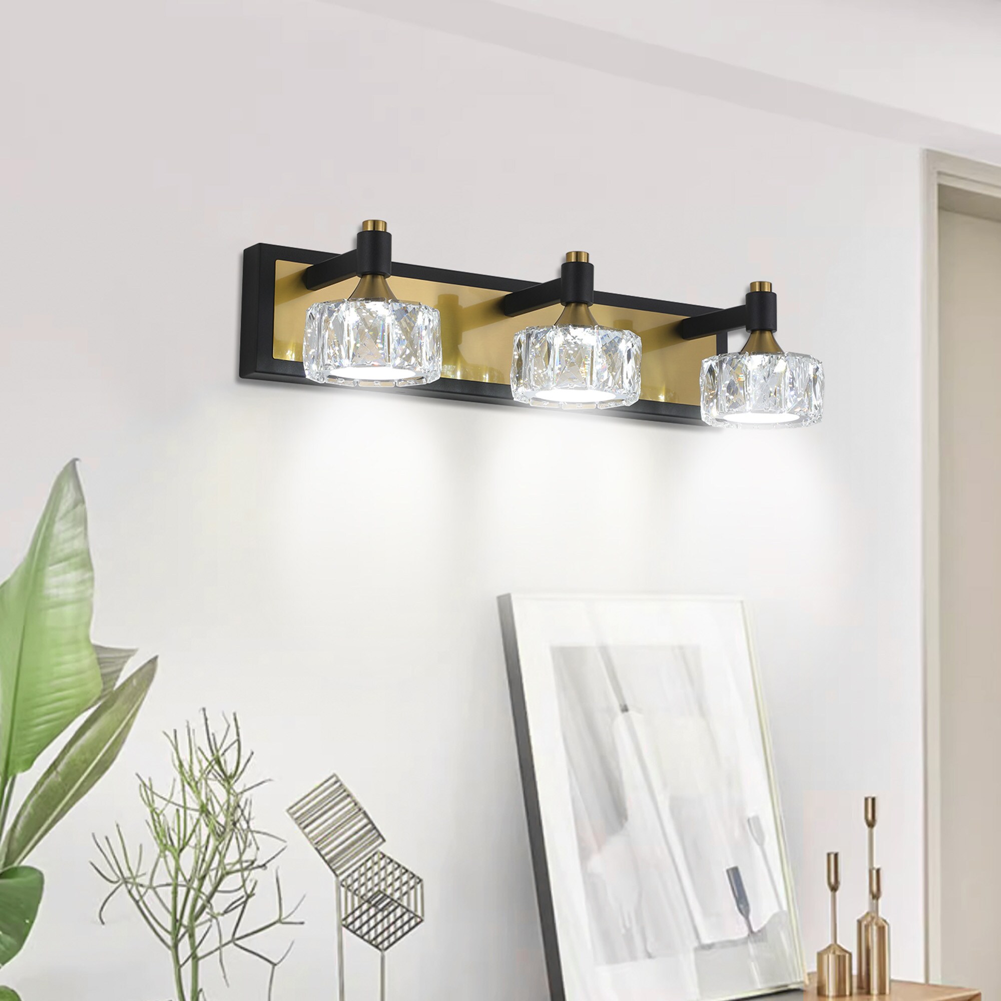 Mondawe GO-A210-CT 19.7-in 3 -Light Brushed Black Modern/contemporary Vanity light