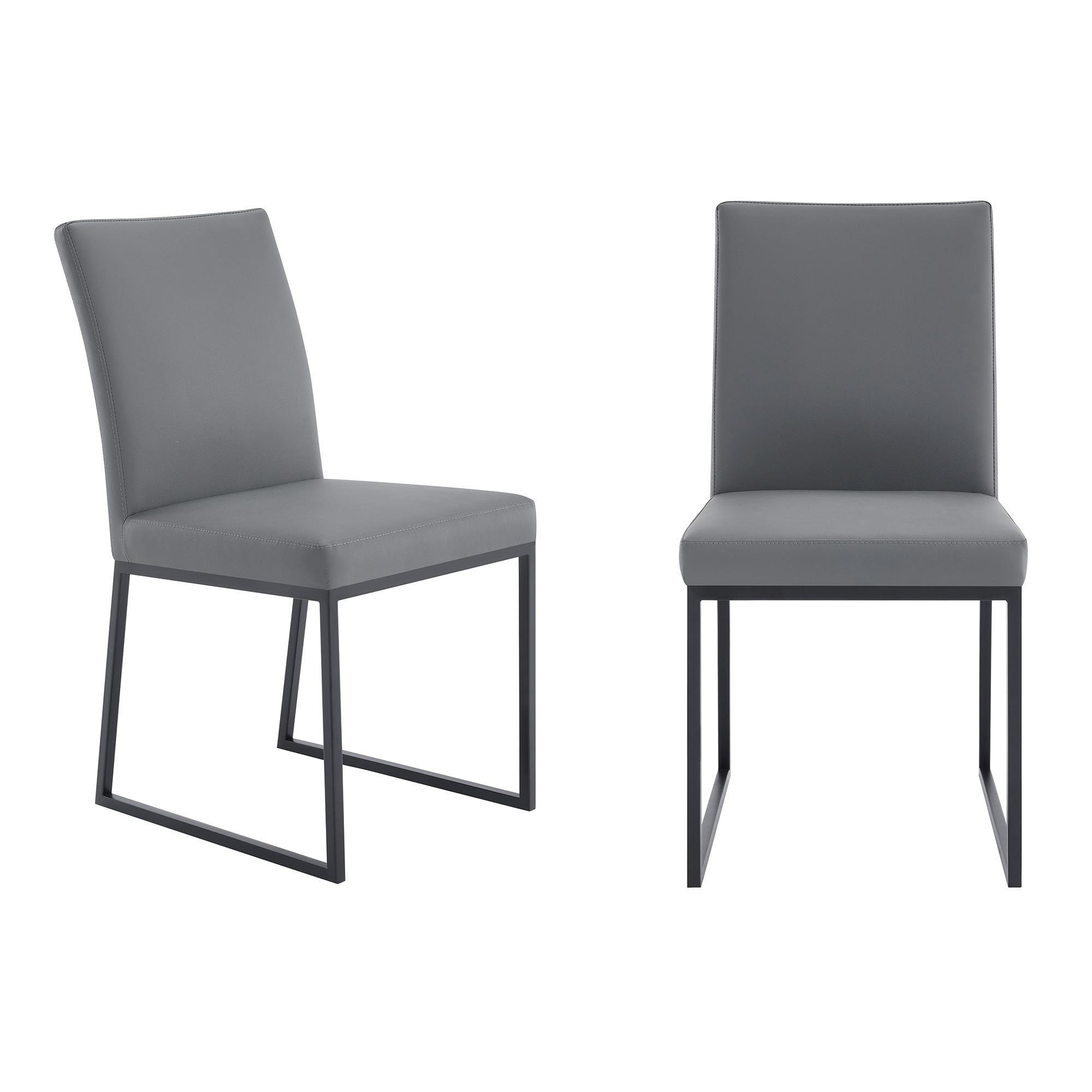Armen Living LCTRCHMBGR Trevor Contemporary/Modern Faux Leather Upholstered Side Chair (Metal Frame)