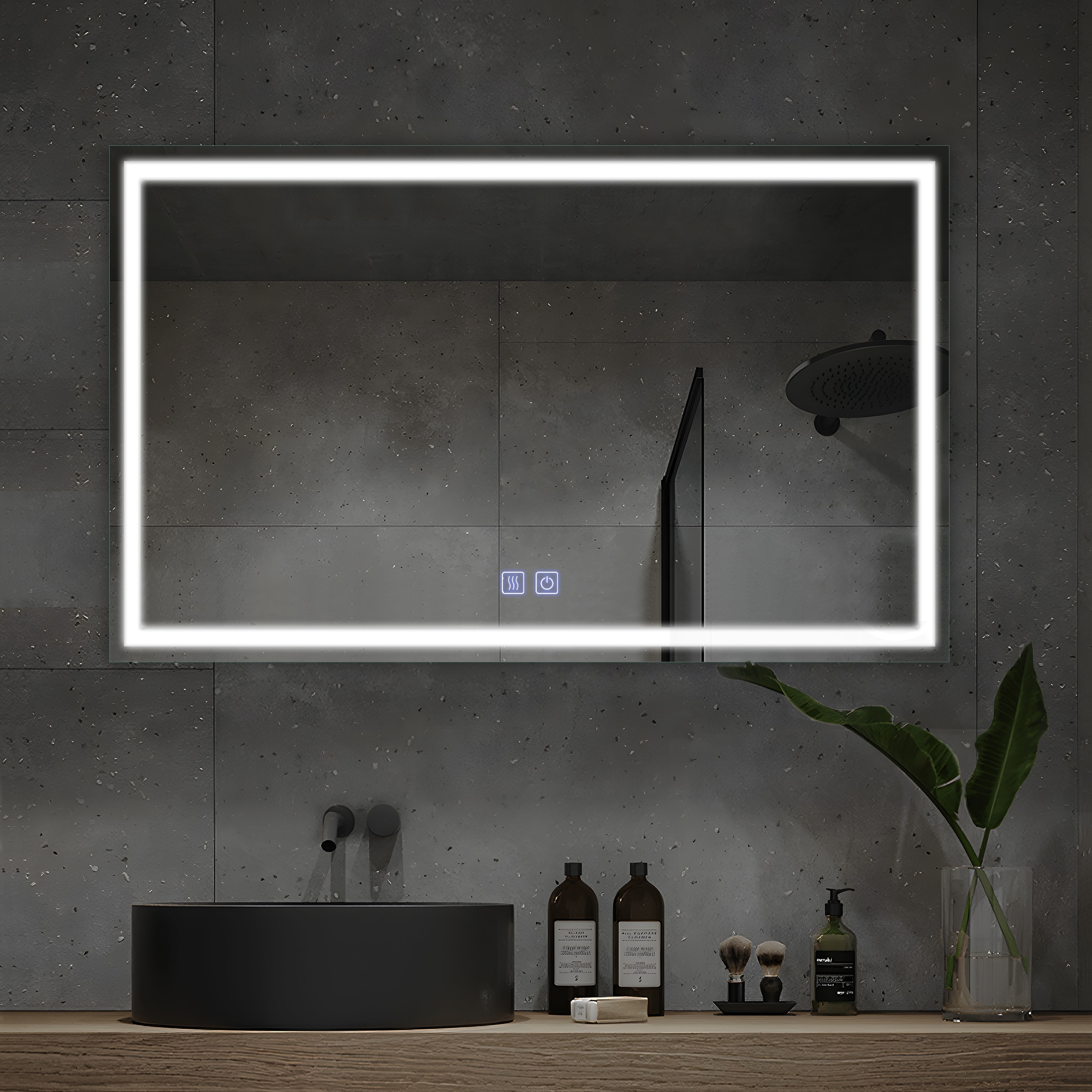Dovelina LS-A-MR03073 31-Inches x 51-Inches Framed Frameless Rectangle Dimmable Lighted Fog Free Bathroom Vanity Mirror ( Silver )