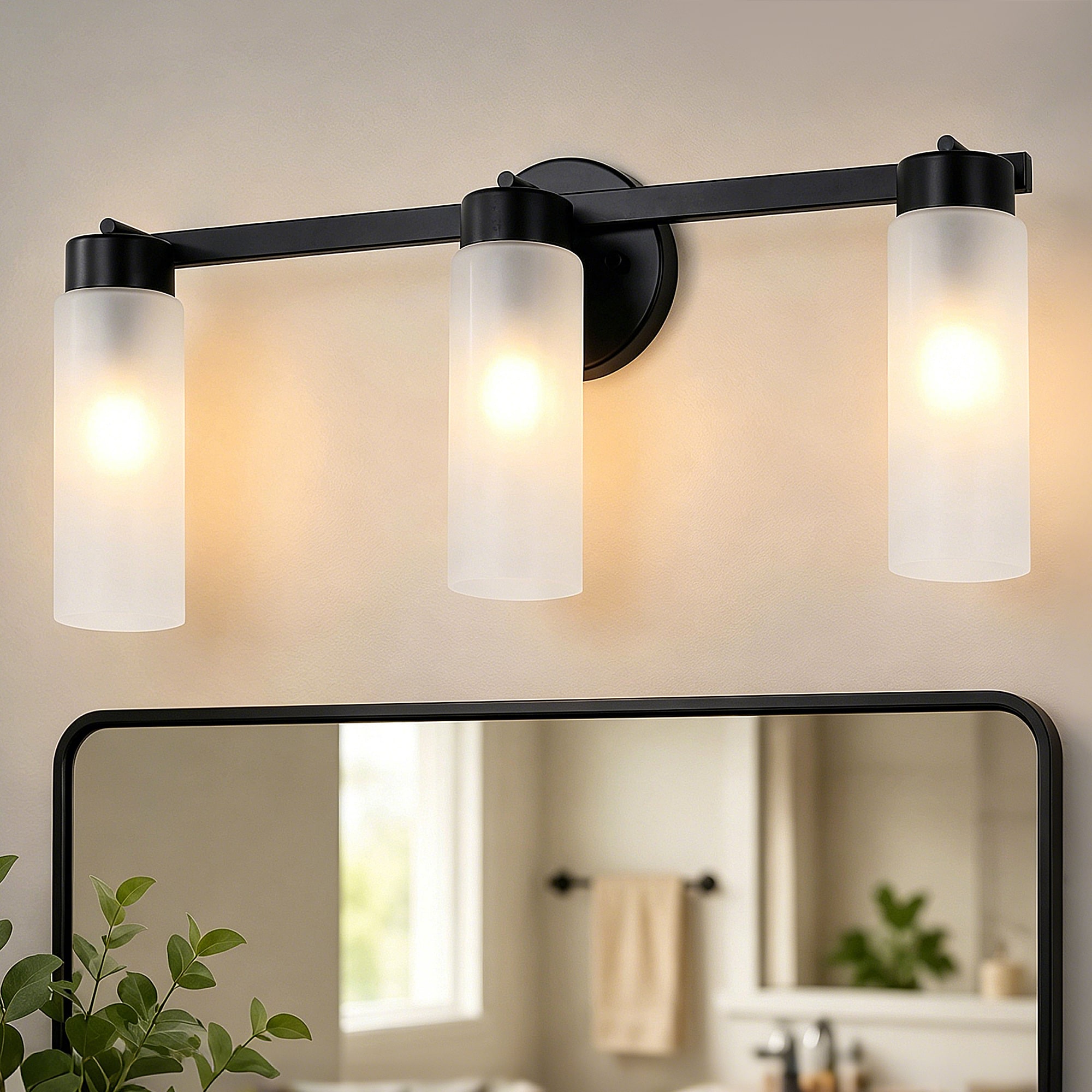 LNC Aveline 22-in 3 Light Matte Black Transitional Bathroom Vanity light