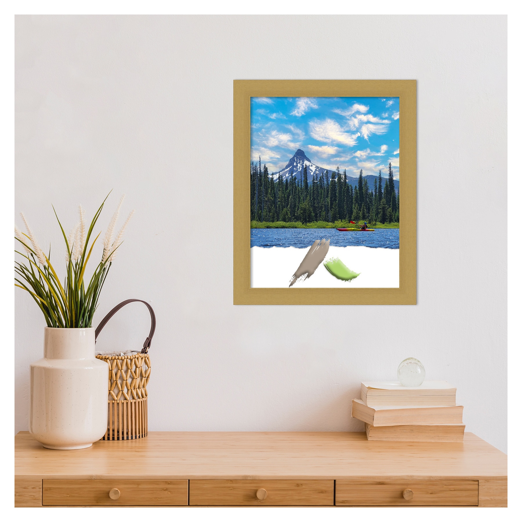 Grace Brushed Gold Narrow Polystyrene Wall Picture Frame