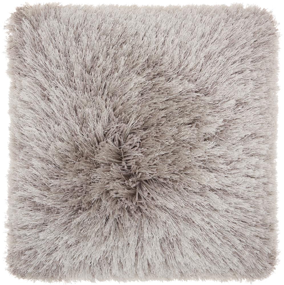 Mina Victory 798019058104 Shag 17-in x 17-in Light Grey Square Indoor Decorative Pillow