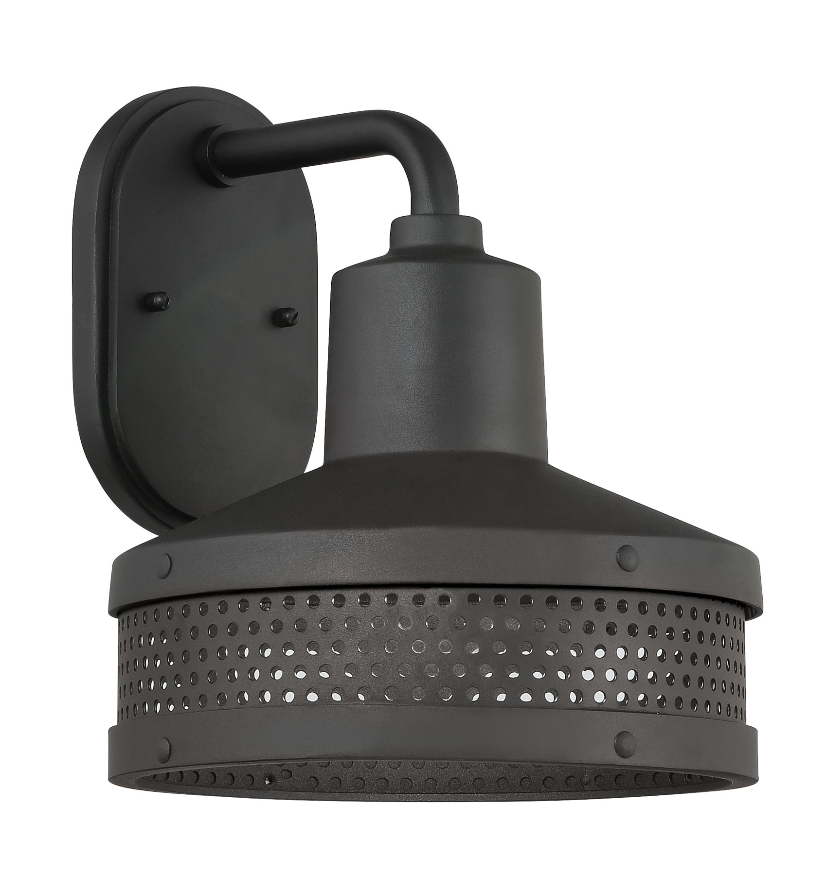 The Great Outdoors 73310-66 Abalone Point 1 -Light 11.375-in H Matte Black Hardwired Dark Sky Outdoor Wall Light