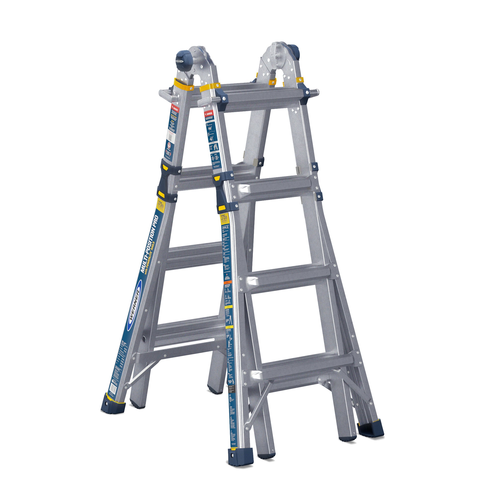 375 Lbs Werner Multi-position Ladder 1aa 18 Ft Aluminum Foldable Adjustable for sale online 