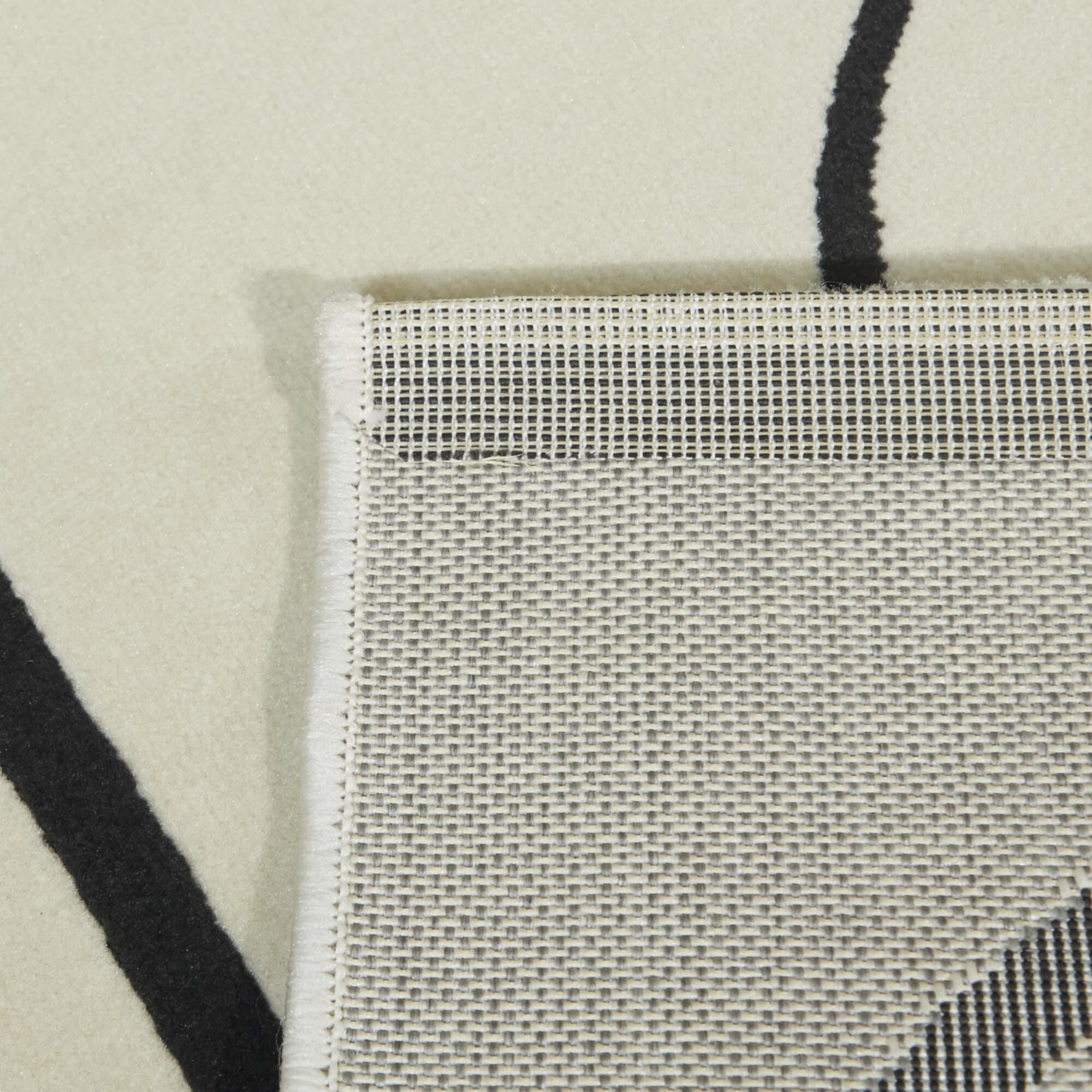4' x 6' Black and Cream Synthetic Hockey Rink Kids' Rug
