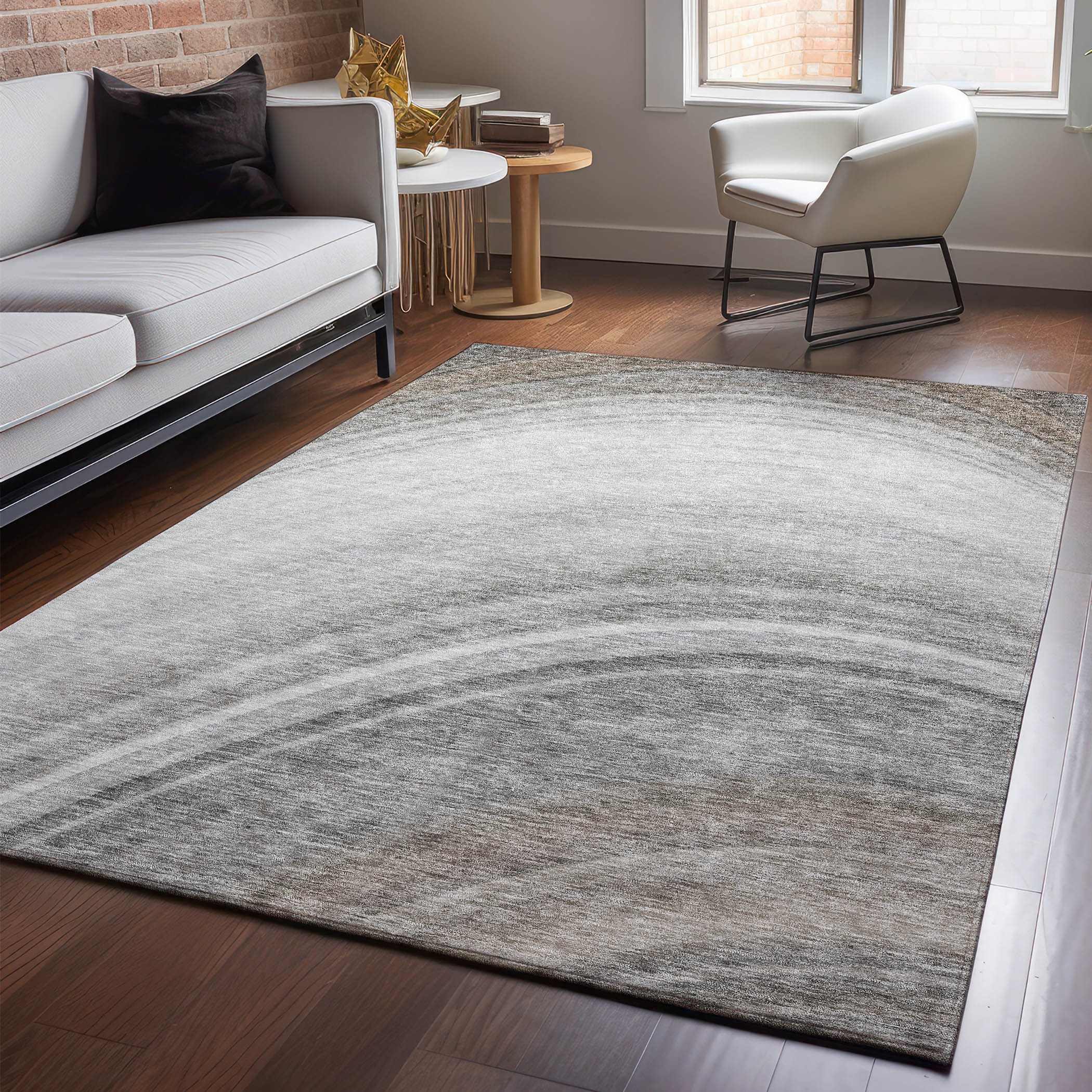 Addison Rugs AMF584GY5X8 Mayfield AMF584GY 5 x 7 (ft) Loomed Polyester Gray Rectangular Indoor Geometric Machine washable Area rug