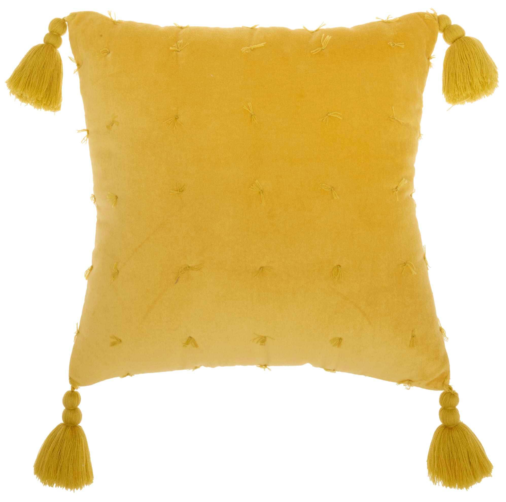Mina Victory 798019075163 Lifestyles 18-in x 18-in Yellow Square Indoor Decorative Pillow