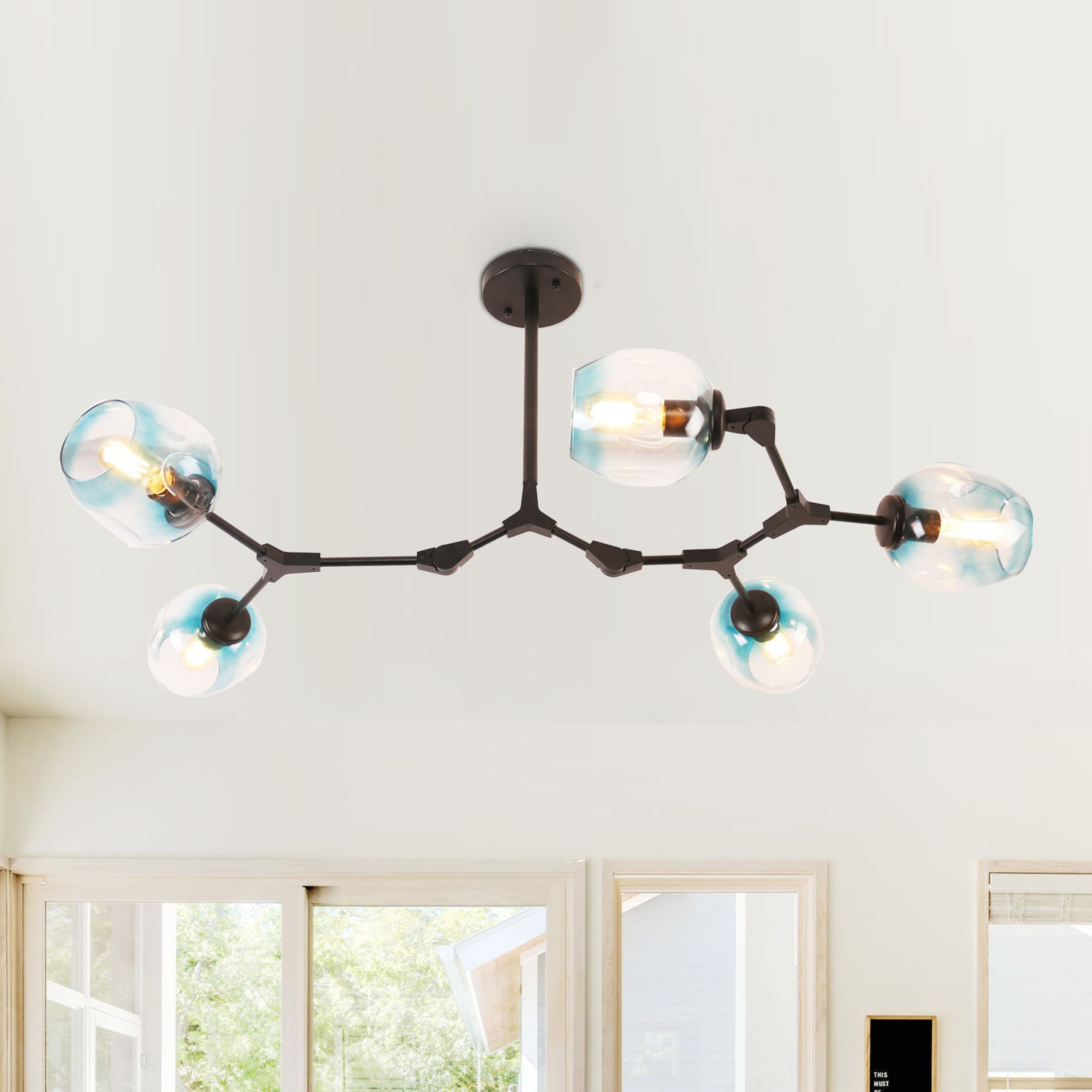 Oaks Decor BD1030-5-LS Rochelle 3 -Light Brushed Blue Modern/contemporary For Use in Bedrooms, Dining Rooms, Foyers, Kitchens, Living Rooms Chandelier