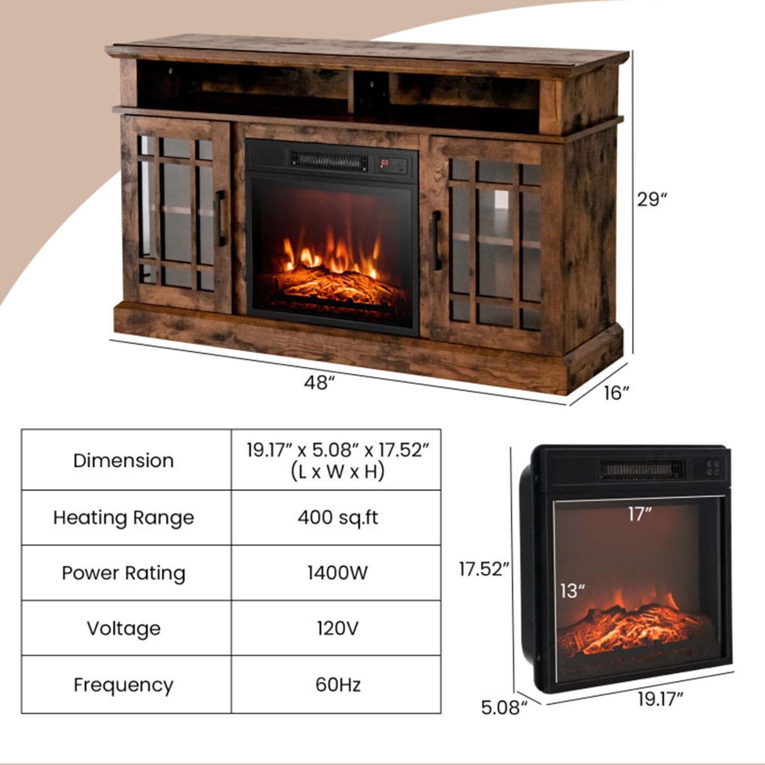 Clihome CL-FP10220BN Electric-Fireplaces - View #4
