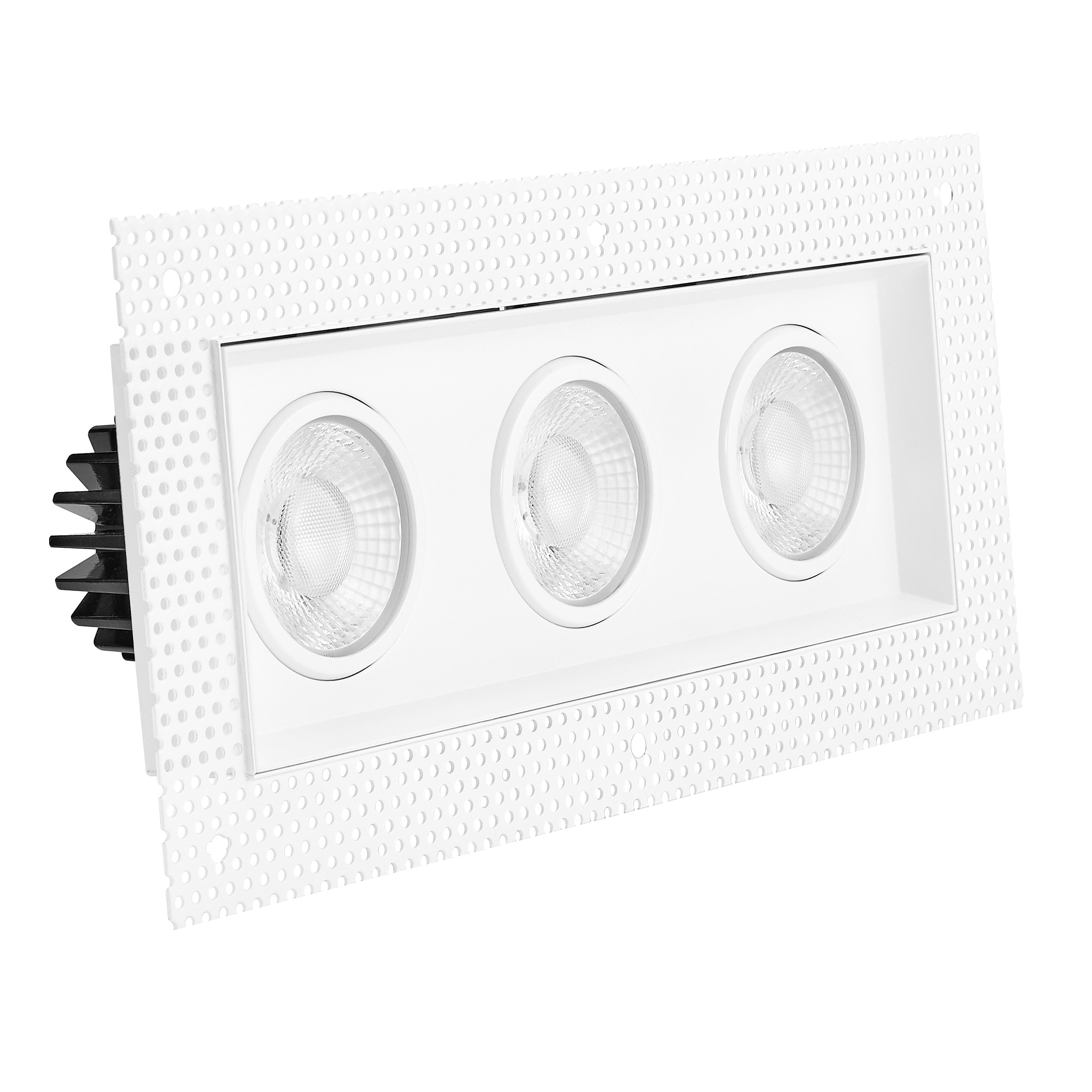 White Aluminum 3-Head LED Recessed Downlight