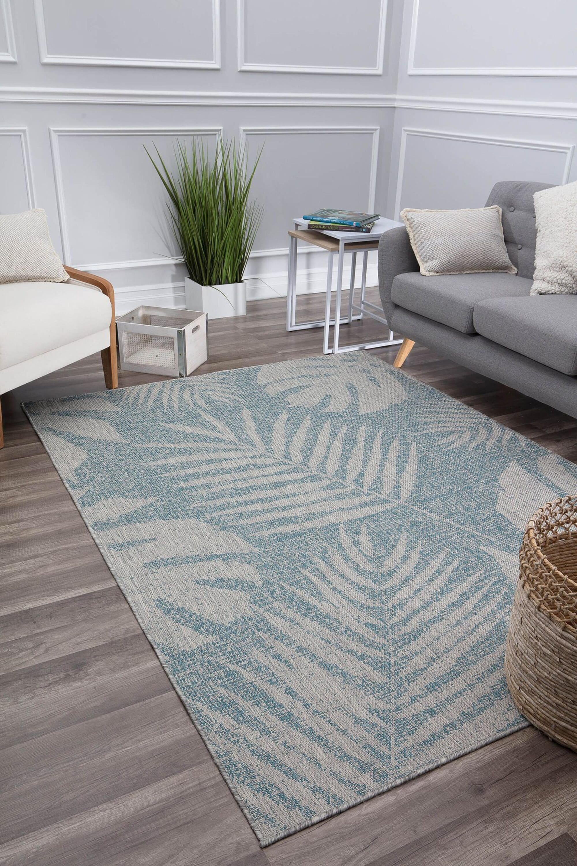 Rugs America 28426 Villa 5 x 7 (ft) Loomed Polypropylene Blue Fern Rectangular Indoor Medallion Area rug