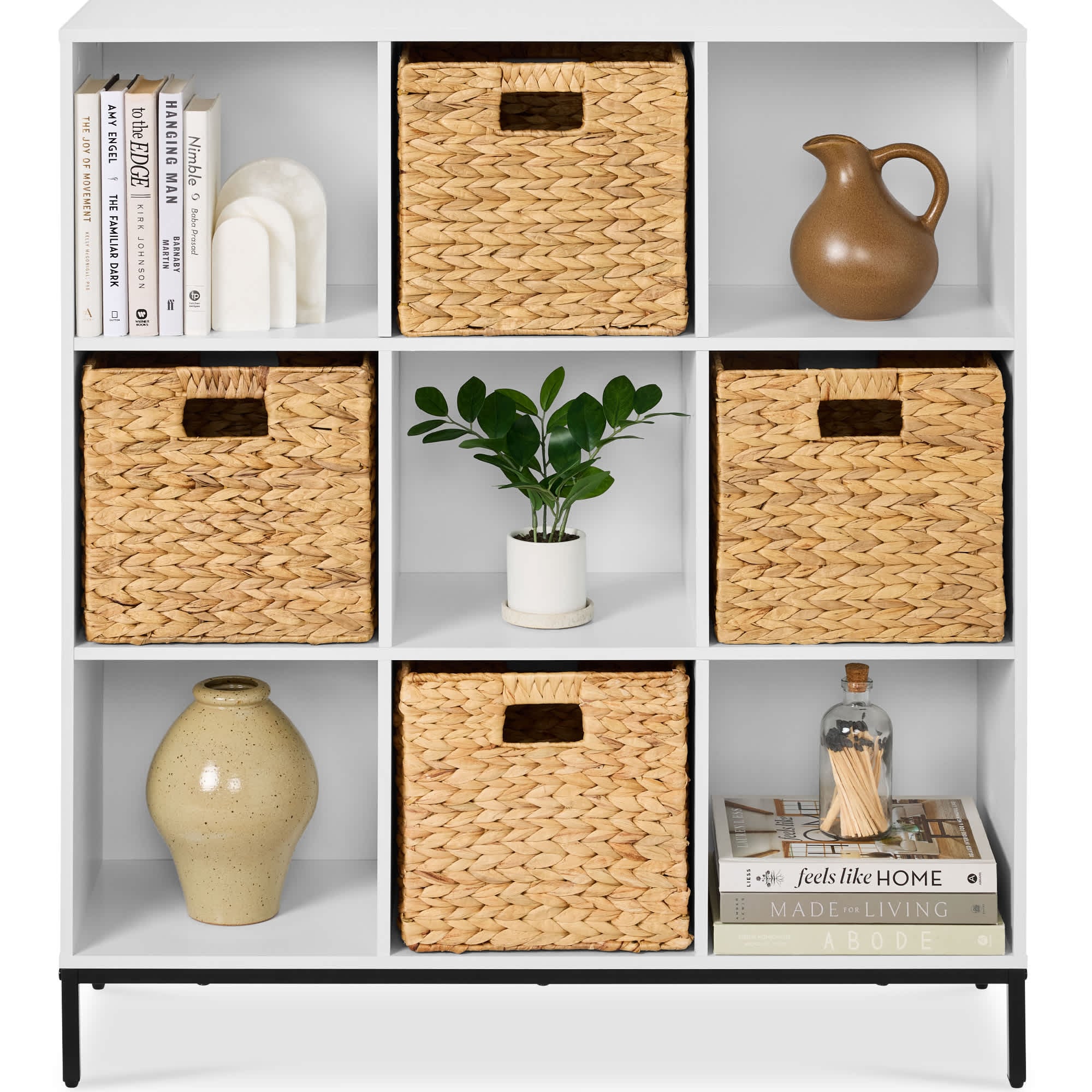 Best Choice Products  Elevated 9-Cube Storage Organizer 11in Shelf Bookcase Display Shelf w/ Metal Legs  White